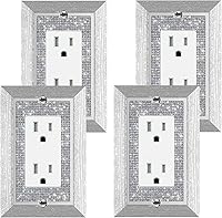 Vista 24 de 4 piezas de diamantes de imitación de imitación de madera de grano de pared cubierta de interruptor de luz de palanca, cubierta decorativa duradera