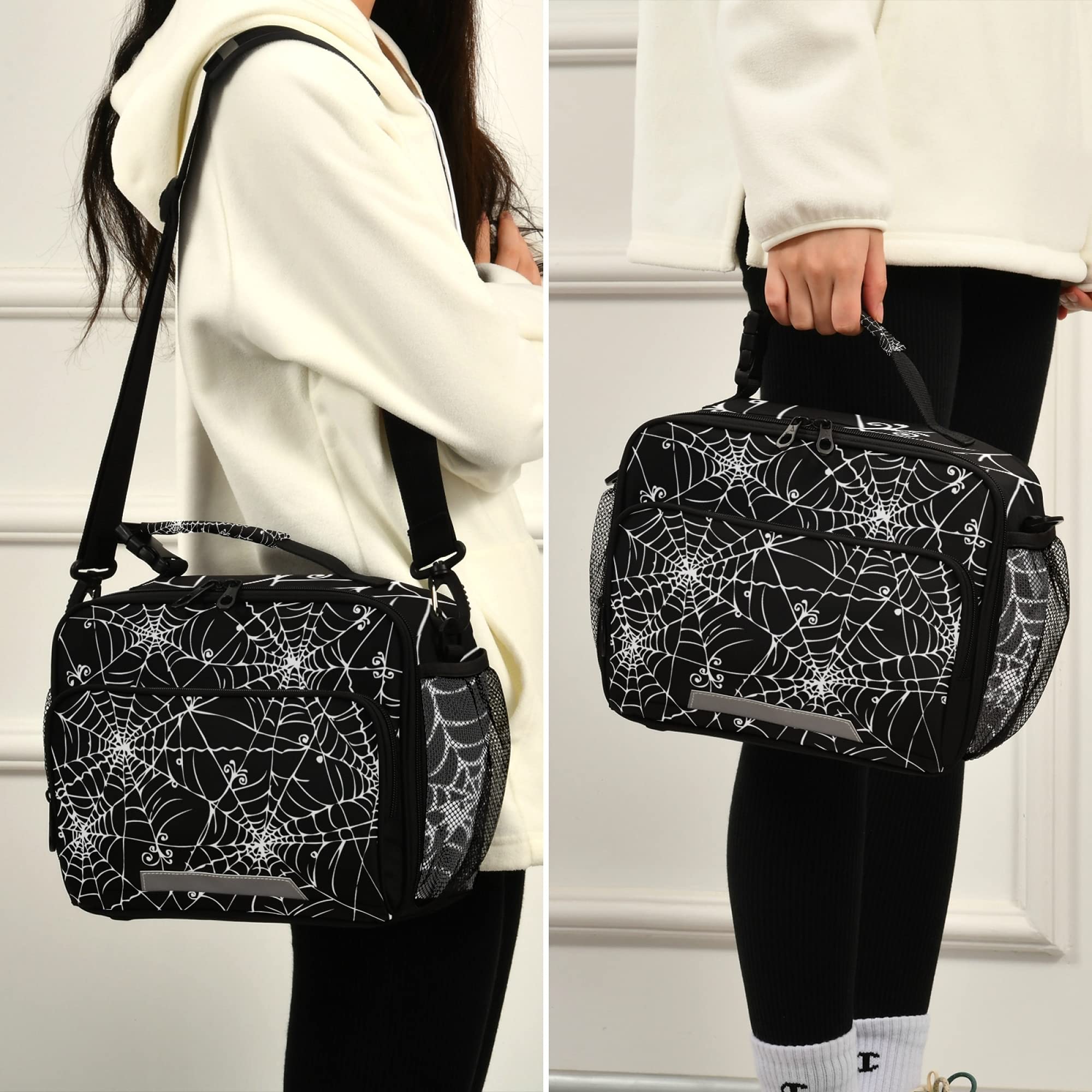 ALAZA Halloween Spider Web Cooler Lunch Bag - Waterproof, Holds 24 Cans, With Adjustable Strap