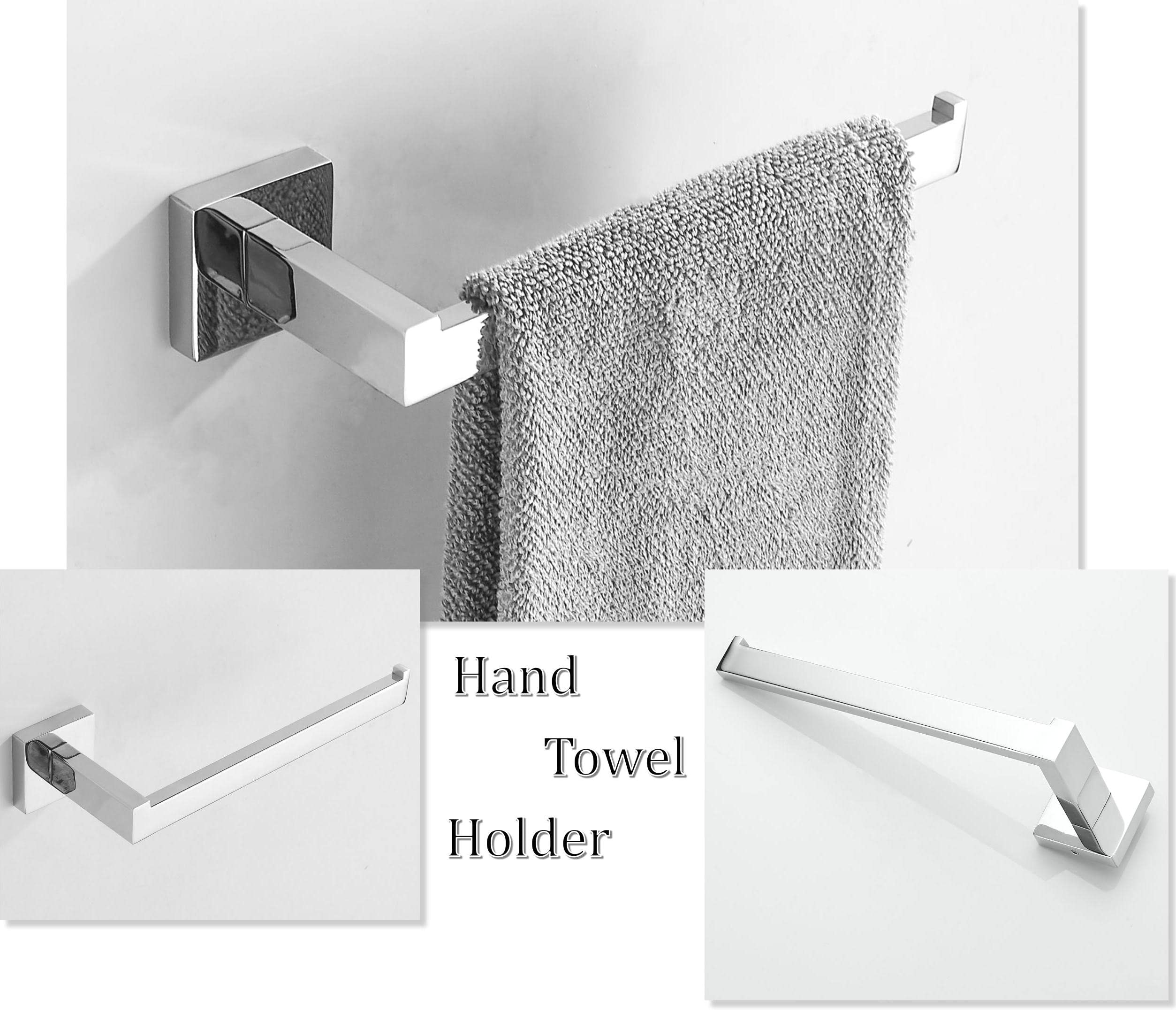 SHUNLI Chrome Bathroom Accessories Set - Hand Towel Rail Toilet Roll Holder Robe Hook - Wall Mounted SUS304 Stainless Steel - Image 2