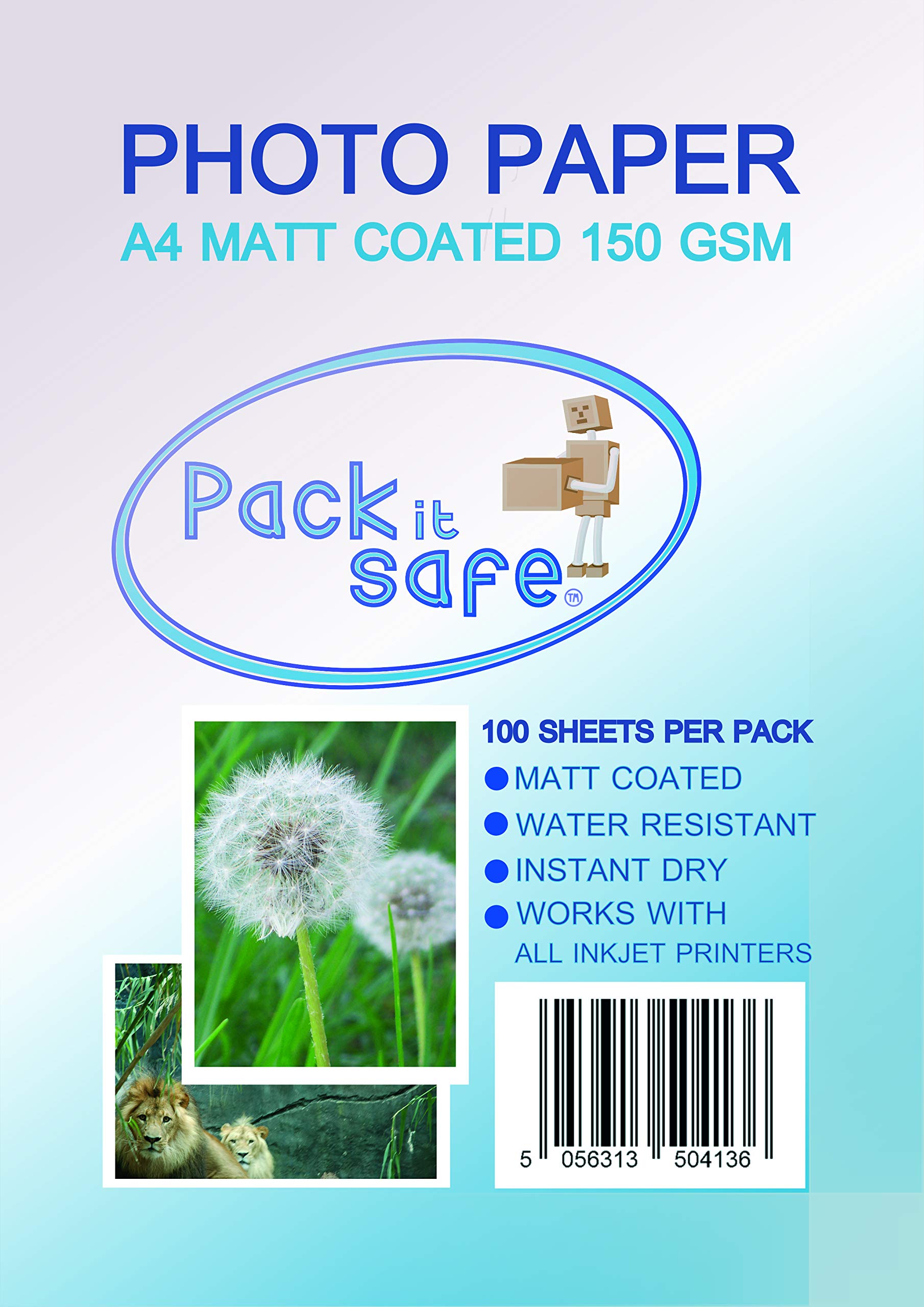 Packitsafe 100 Sheets A4 150gsm Photo Paper Professional Matt Finish Paper 210 x 279mm 150MA100