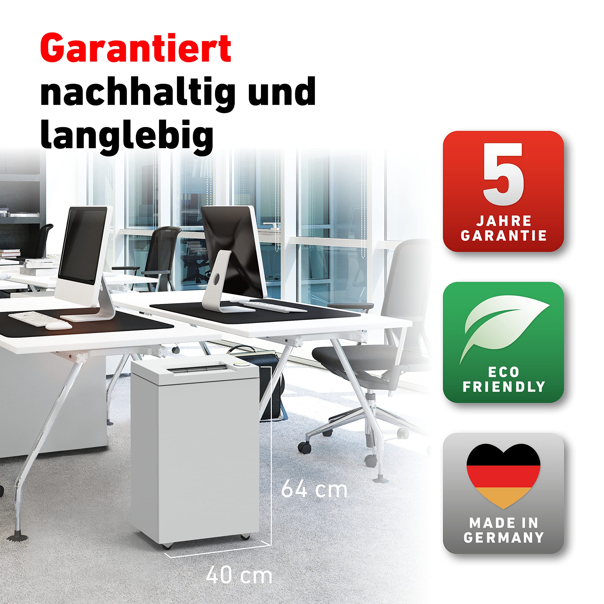 Aktenvernichter IDEAL 2465, Sicherheitsstufe P-4, Partikelschnitt/Kreuzschnitt 4 x 40 mm, 15 Blatt Kapazität, 35 L Abfallbehälter, DSGVO-konform, 5 Jahre Herstellergarantie | Made in Germany Papierschredder, vernichtet Büroklammern und Kreditkarten, 35L A