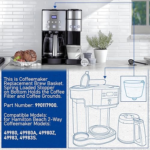 Miniatura 2 de Cesta de café de repuesto 990117900 para modelos Hamilton Beach 49980 49980A 49980Z 49983 49983S