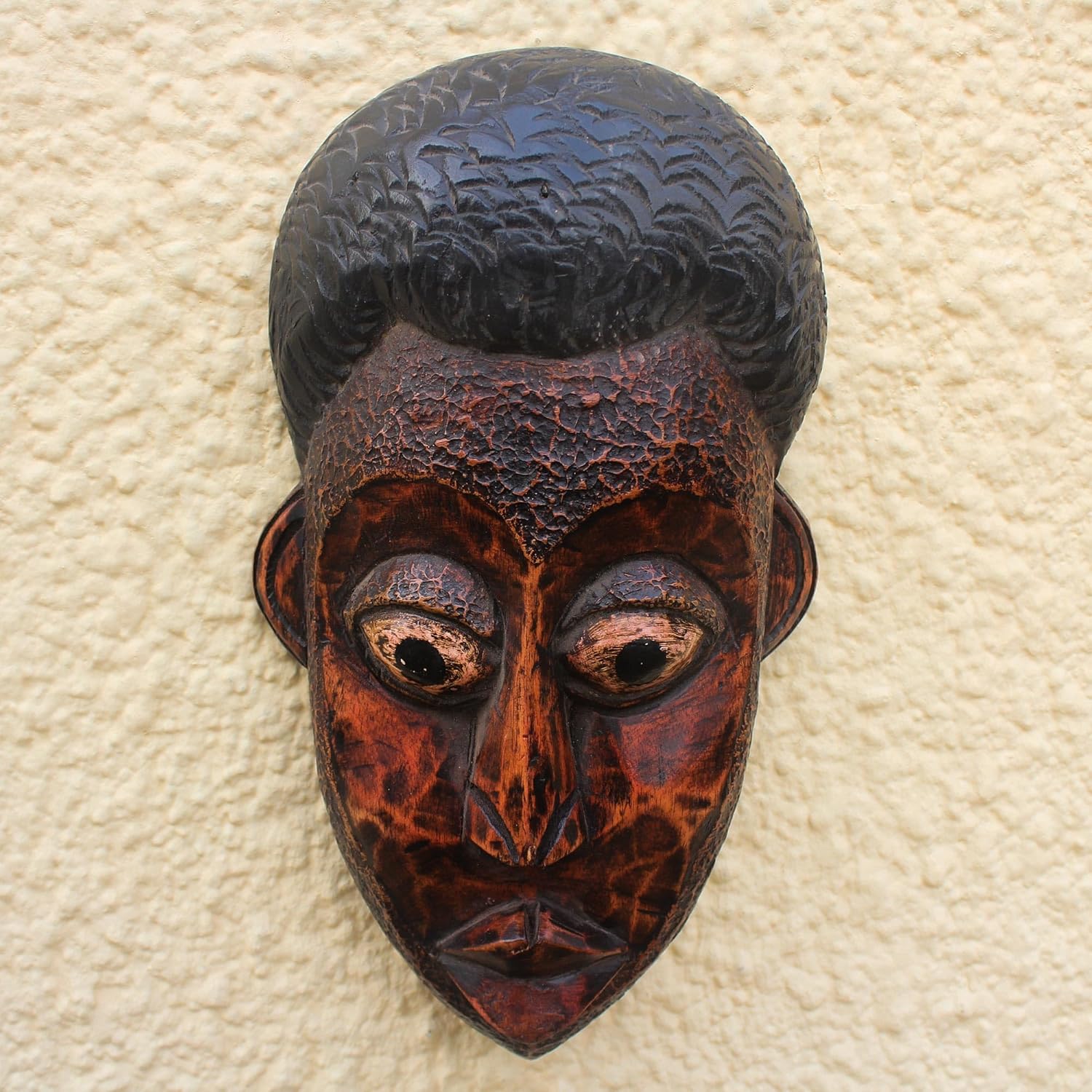 NOVICA Decorative Ghanaian Large Sese Wood Mask, Red, 'You are Loved'