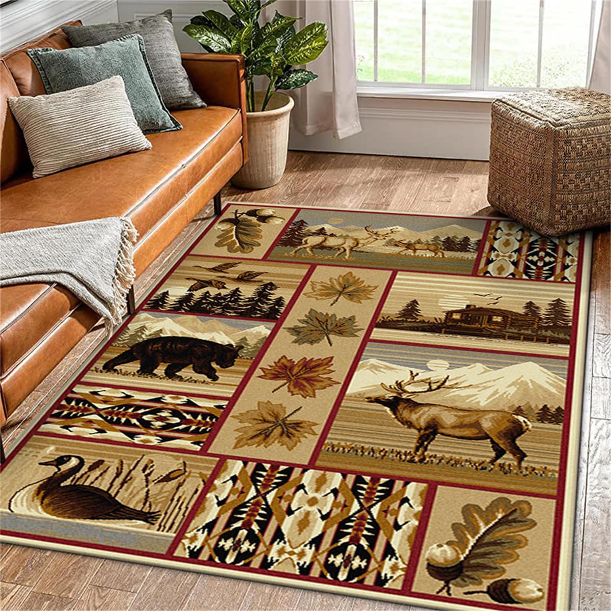 Tappeto Rustico Per Baita Cervi Selvatici Di Campagna Soggiorno Area Rug Tappeto Antiscivolo In Flanella Morbida Bambini Ragazzi Ragazze Adolescenti Camera Da Letto Carpet (Colour 2,140x200 cm)