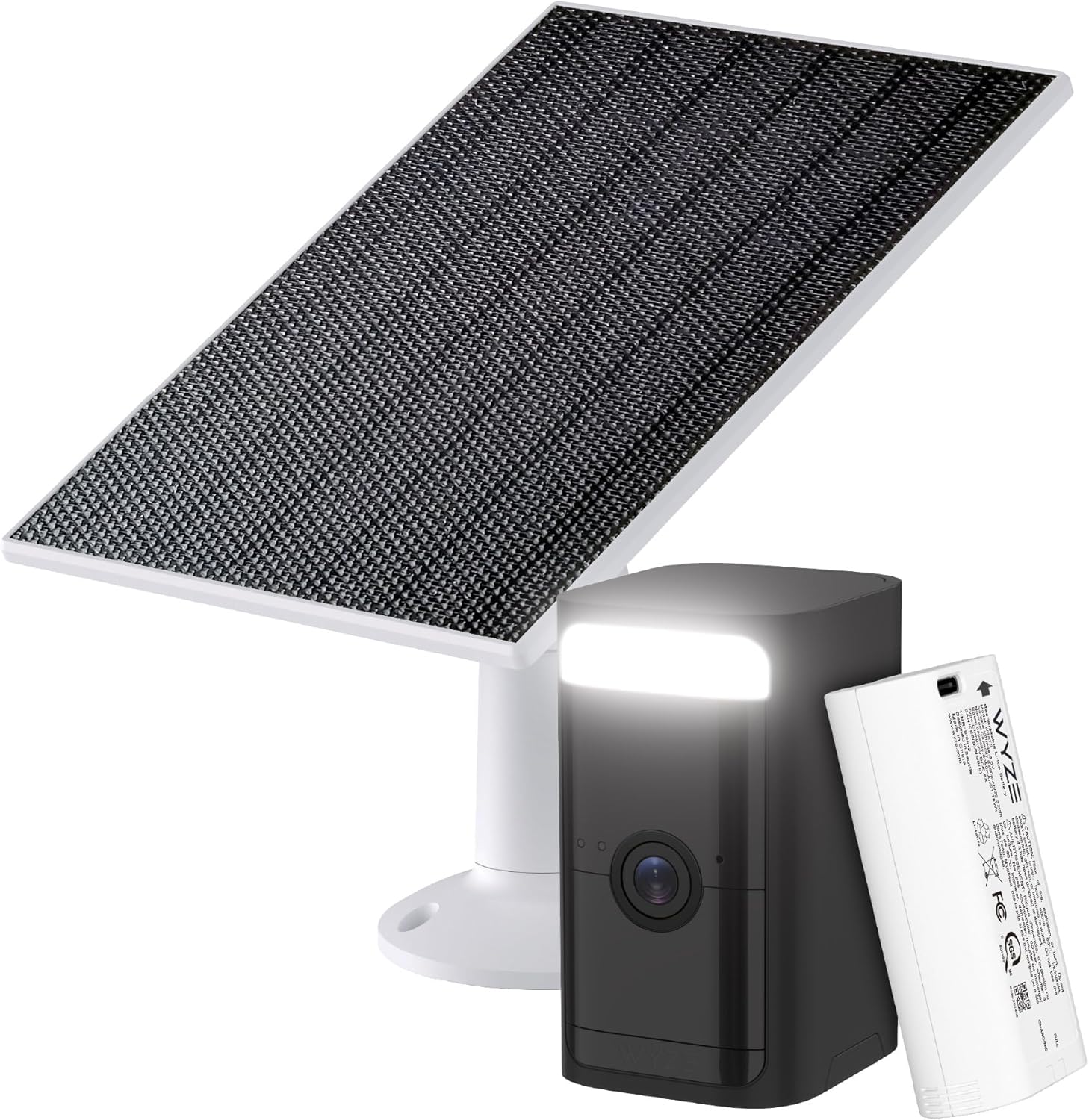 WYZE 2K HDR Rechargeable Battery Outdoor/Indoor Security Camera, Color Night Vision, Integrated Spotlight & Siren, Wire Free, 2-Way Audio Solar Panel - Continuous Power with 2.5W 5V Charging