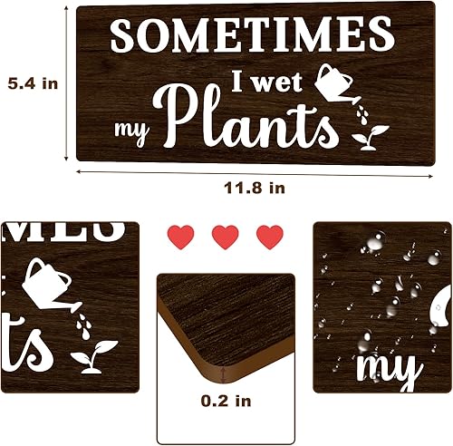 Miniatura 3 de Sometimes I wet my plants - Letreros divertidos de madera para jardín, decoración rústica de garaje para casa, casa de campo, valla de pared (negro)