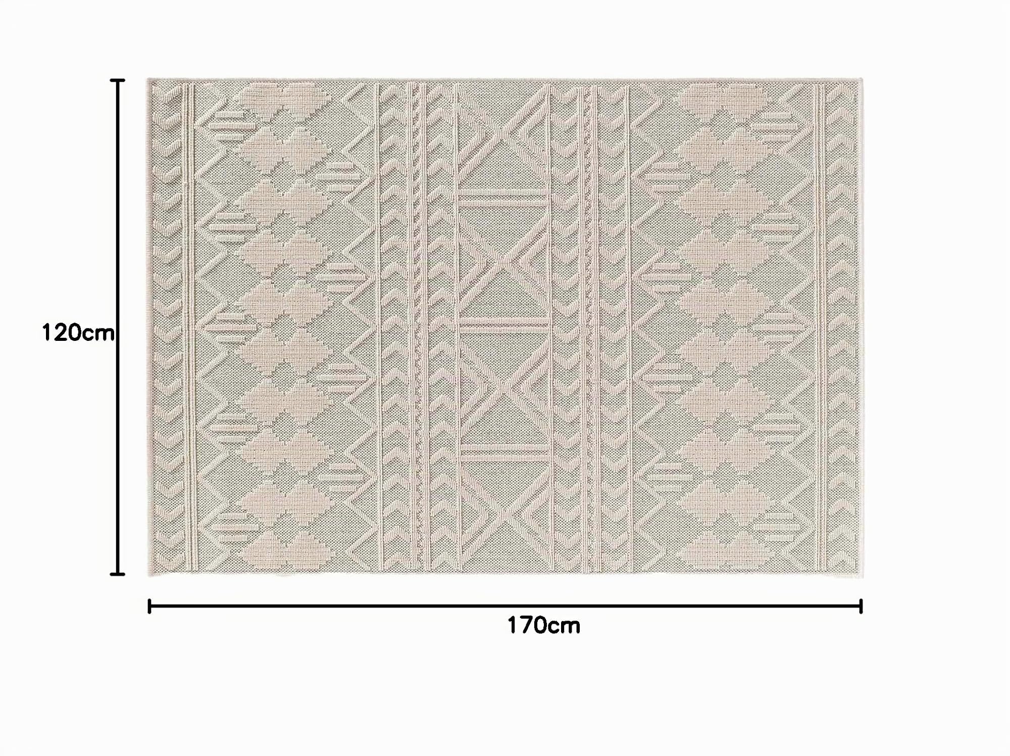 Douceur d'Intérieur, Tapis Rectangle (120 x 170 cm) Valam Naturel, Tissé Plat Relief