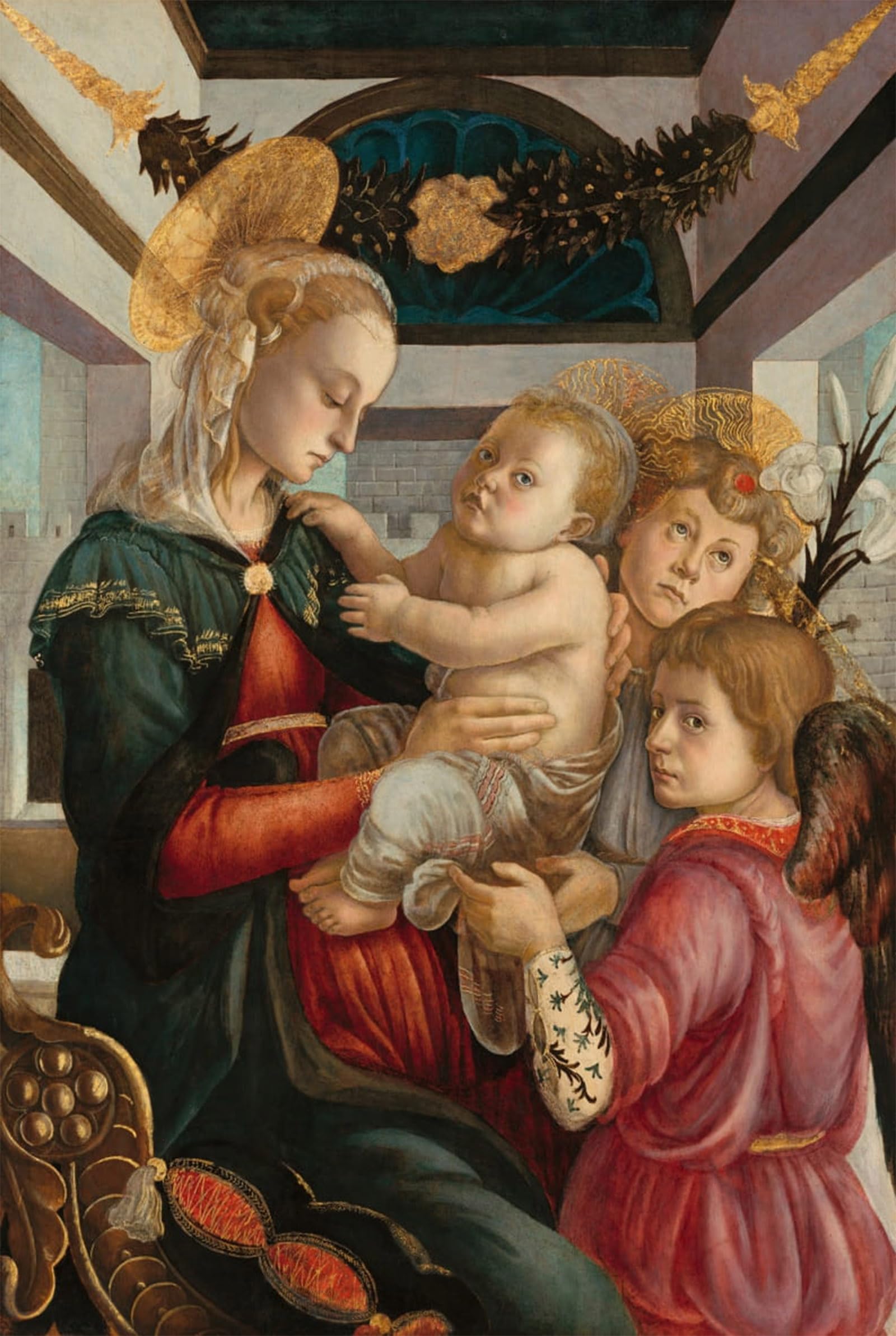 SERENDIPITP Aesthetic Poster Photo Wall Print Retro Picture Lady and child with angels by Sandro Botticelli Modern Wall Artwork for Home Decor 60x90cm