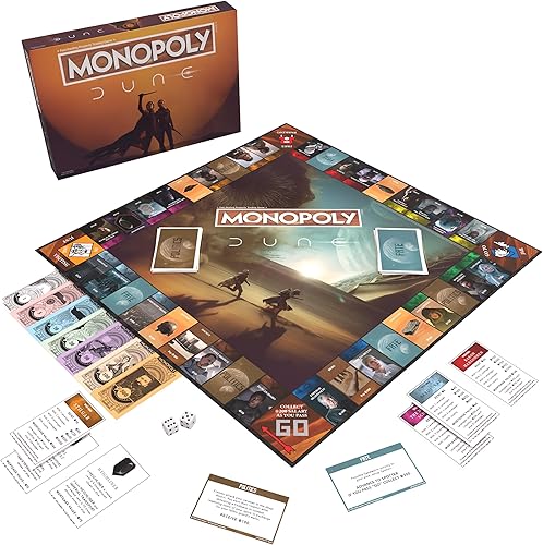 Miniatura 3 de Monopoly: Dune | Juega como The Ducal Ring, Crysknife, Gom Jabbar y más | Juego coleccionable con licencia oficial basado en The Movie Dune