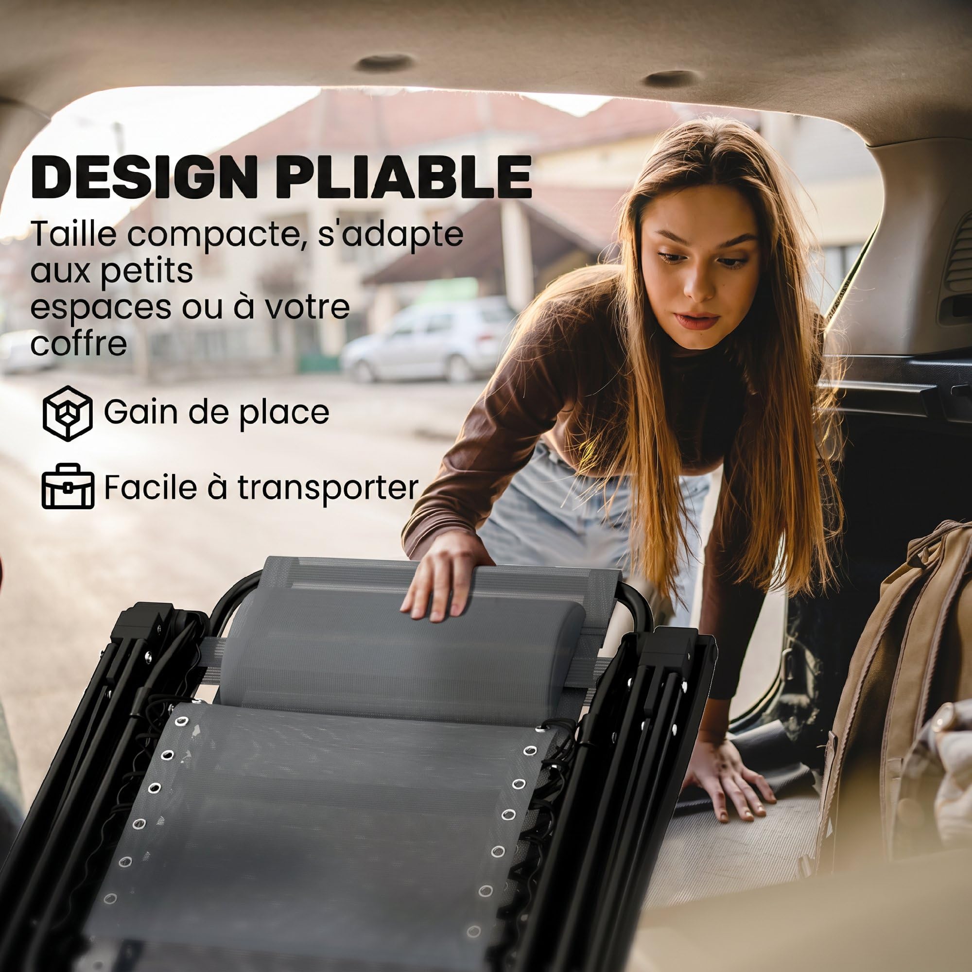 Outsunny Chaise de Gravité Zéro avec Accoudoirs, Coussin, Porte-Gobelet, Appuie-Tête, Dossier Réglable, Bain de Soleil Pliable en Textilène pour Jardin Plage Terrasse Camping, Gris Clair