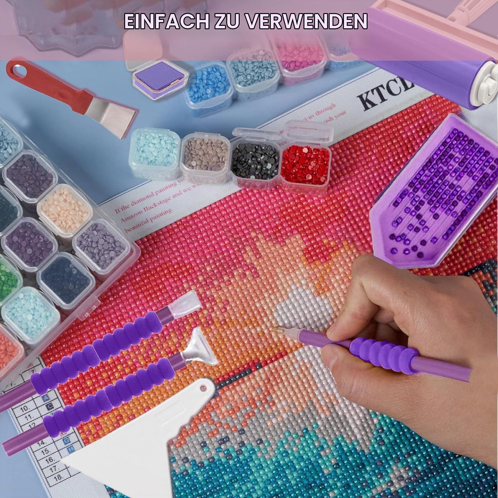 DNSGOOR 247Pcs All Inclusive Diamond Art Zubehör Kit Diamond Malerei A3 LED Diamant Painting Lichtplatten Diamond Painting Versiegelung Aufbewahrungsbox 5D Malerei Werkzeuge für DIY