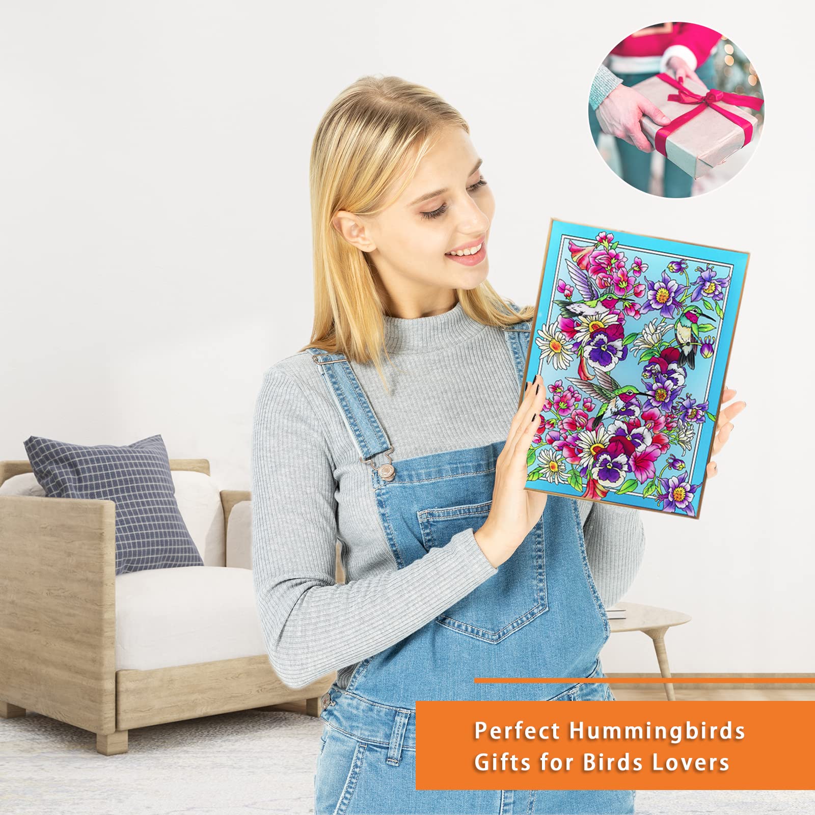 Opohaome Kolibri Buntglas Fensterbehang – 25,4x38,1 Cm, Handbemalt, Mit Saugnapf, Sonnenfänger Für Fenster