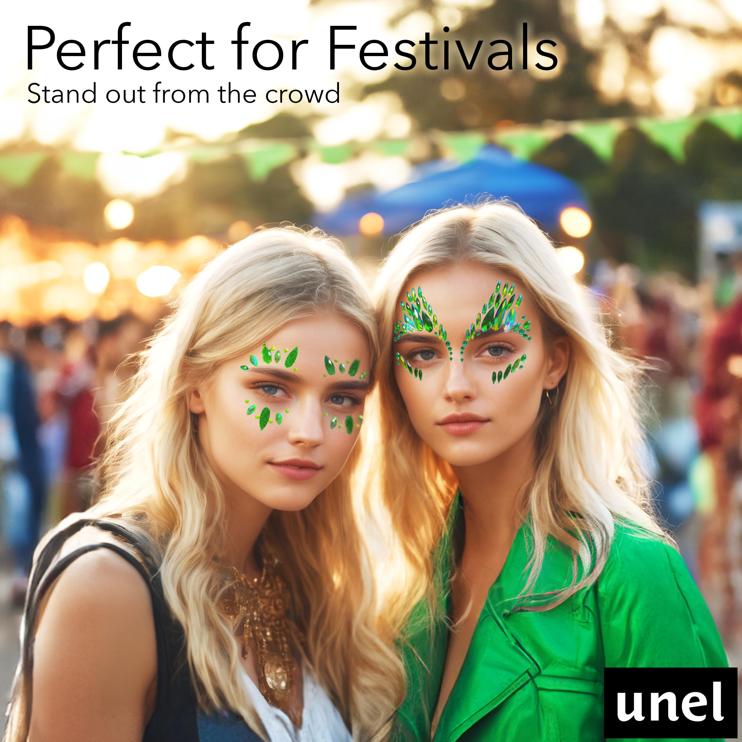 Green Face Gems for Festivals Raves & Parties, Poisonous Ivy Fancy Dress - Premium Selection Face Jewels, Small - Image 3