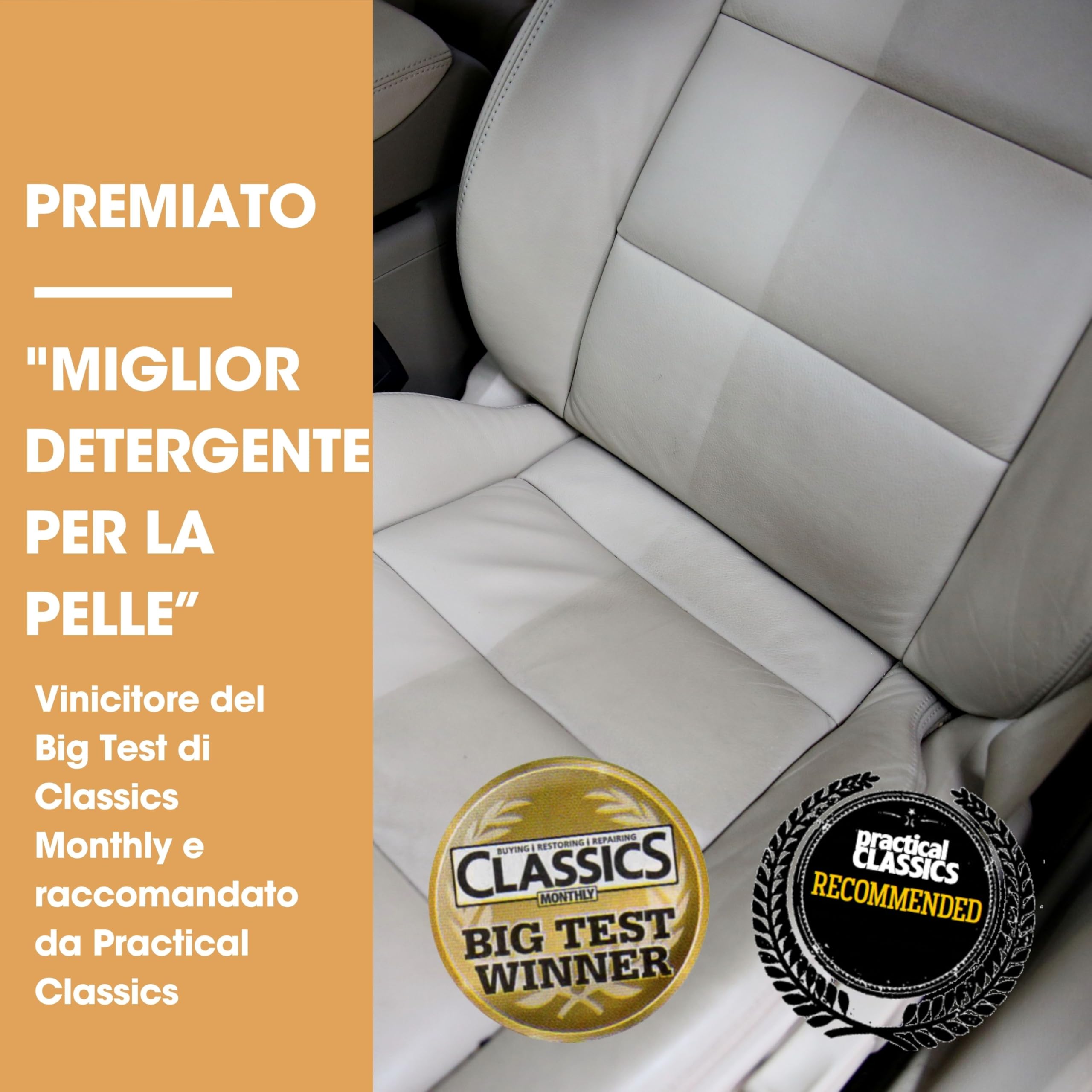 Furniture Clinic Kit completo per la cura della pelle/Detergente per pelle e crema protettiva per divani, sedili auto/Include 500ml e 500ml di Balsamo per la pelle pulizia ultra, spugne
