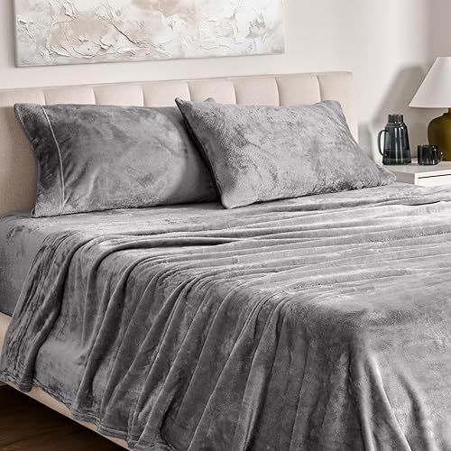 Miniatura 1 de Bare Home Juego de sábanas de forro polar de microfelpa, sábanas de forro polar de microfelpa de lujo, bolsillo profundo, juego de ropa de cama
