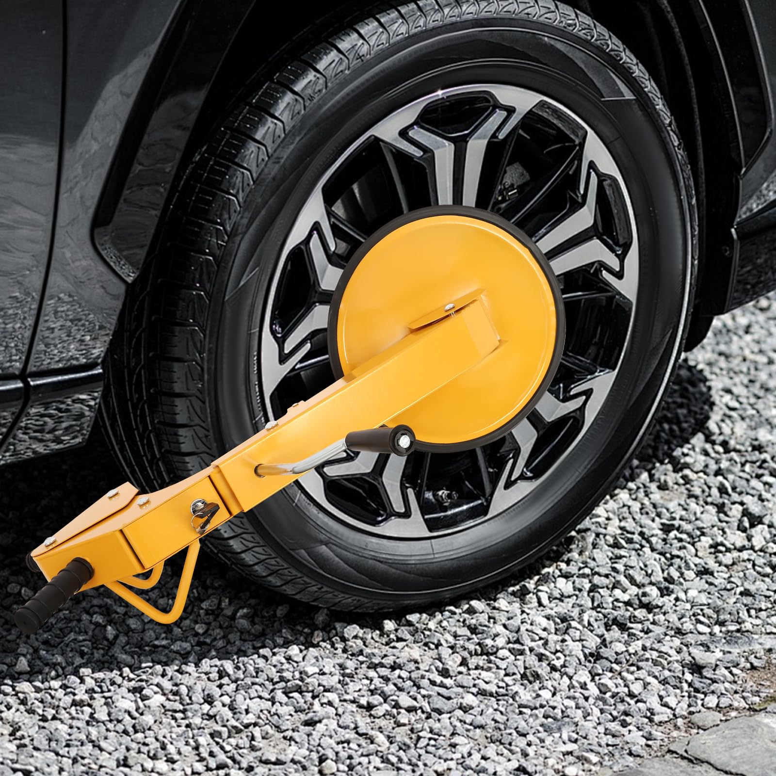 Sabot de roue universel antivol avec serrure de sécurité pour voitures, caravanes, remorques, protection en PVC