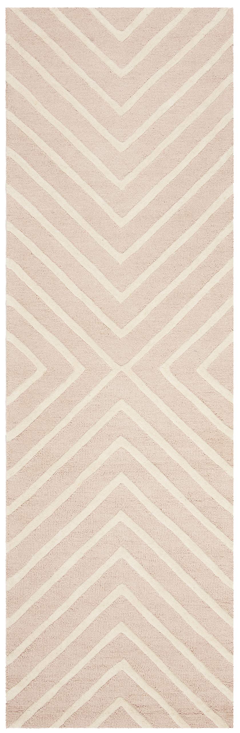 SAFAVIEH Kids Collection Runner Rug - 2'6" x 8', Pink & Ivory, Handmade Geometric Wool, Ideal for High Traffic Areas in Living Room, Bedroom (SFK920P)