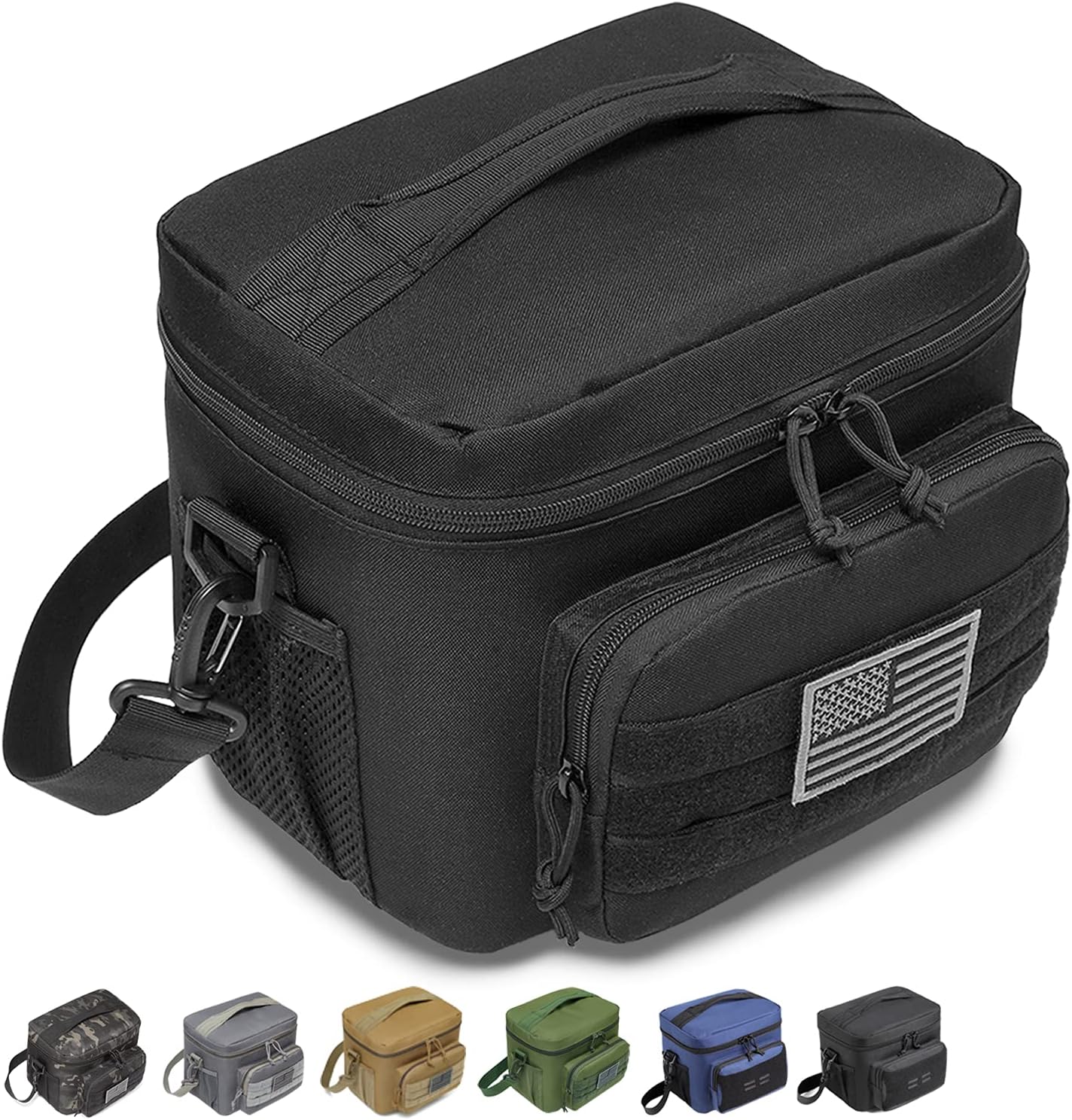 DBTAC Tactical Lunch Bag Large | Reusable Insulated Cooler, Office Work Travel Picnic Beach Lunchbox Organizer with MOLLE Webbing for Men/Kids | Easy To Clean & Leakproof Liner x2 Included (Black)