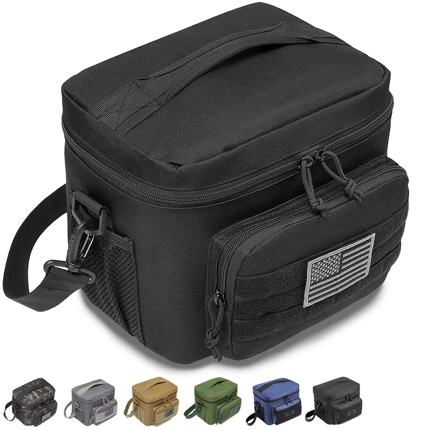 DBTAC Tactical Lunch Bag Large | Reusable Insulated Cooler, Office Work Travel Picnic Beach Lunchbox Organizer with MOLLE Webbing for Men/Kids | Easy To Clean & Leakproof Liner x2 Included (Black)