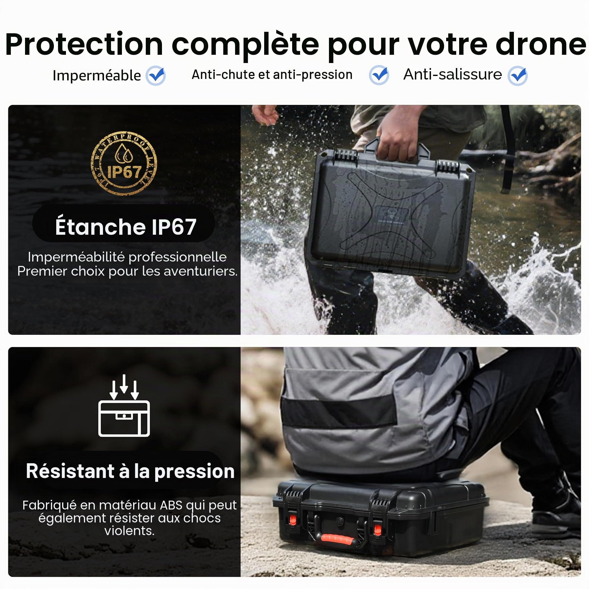 STARTRC Étui de Transport Rigide étanche pour DJI Mini 5 Pro Fly More Combo Accessoires pour contrôleur DJI RC 2/RC-N3, 7 Batteries et hub de Chargeur [Coque Uniquement]