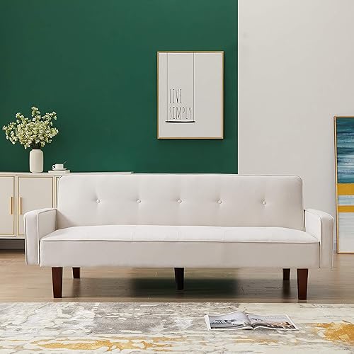 Miniatura 2 de FANYE Sofá biplaza futón, sofá cama convertible para espacio pequeño, apartamento, oficina, sala de estar, juegos de muebles de sofá cama, lino