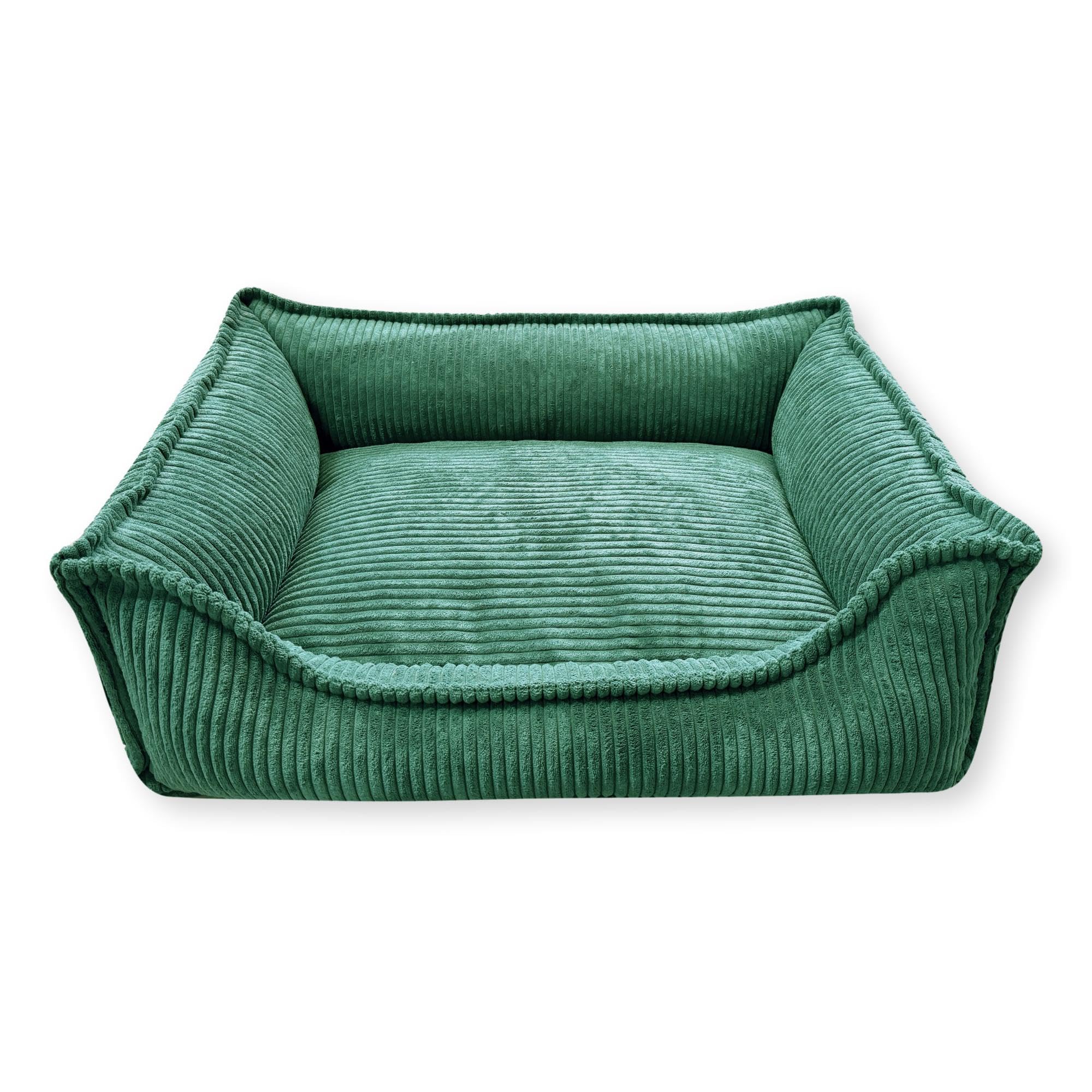 4L Textil ortopedyczne sztruksowe legowisko HUGO, miękkie posłanie dla psa,legowisko dla dużego psa z możliwością prania(80x60 cm, Zielony)