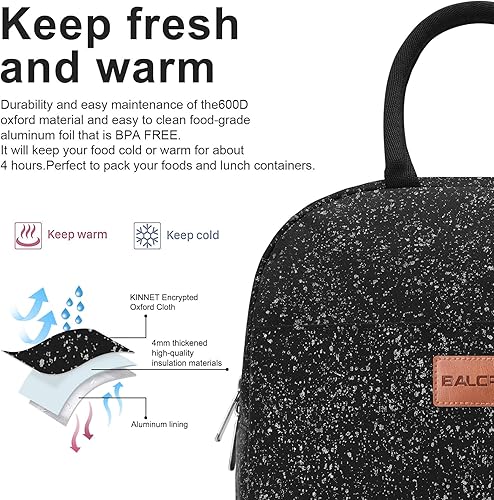 Miniatura 10 de BALORAY - Lonchera para mujeres y hombres, con aislamiento, para adultos, reutilizable, para el trabajo, picnic, escuela o viajes (flor blanca)