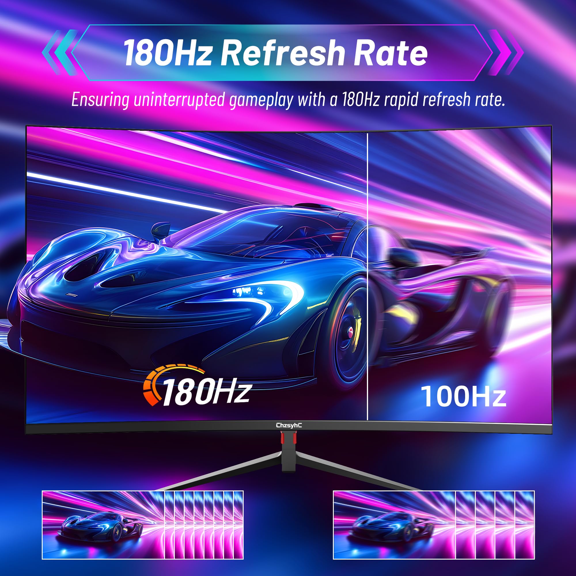 24-calowy zakrzywiony monitor gamingowy 180 Hz, FHD 1080P (1920 x 1080), krzywizna 1800R, 1 ms MPRT, FreeSync, porty HDMI 2.0 i DP 1.4, kompatybilny z mocowaniem VESA - zawiera kabel HDMI