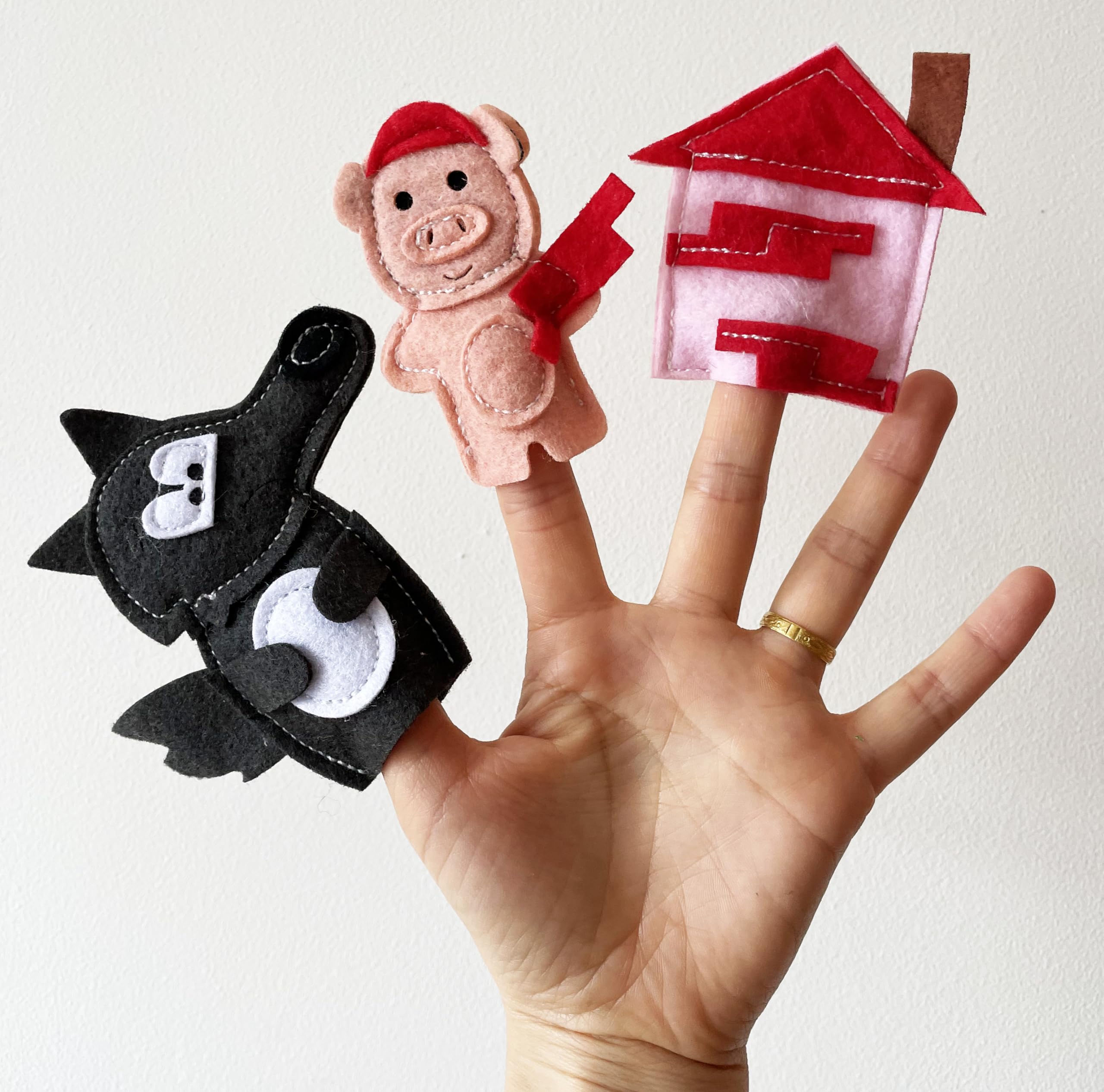 Three Little Pigs Finger Puppet Set: Storytime Fun for Kids SET OF 7, Miniature - Image 4