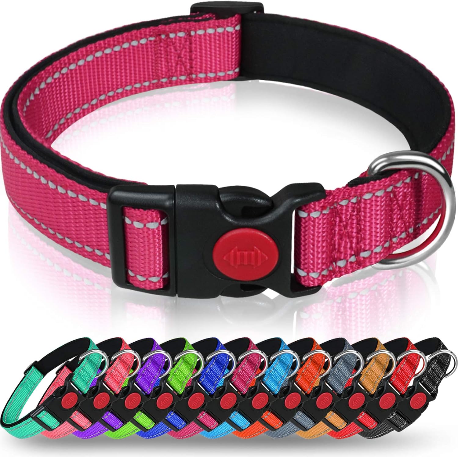 Amazon.com : Taglory Reflective Dog Collar with Safety Locking Buckle ...