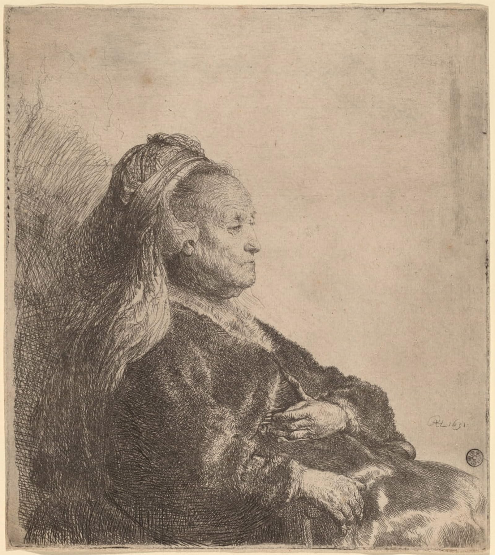 POSTERIIk Famous Modern Artwork Art Mural The artist's mother seated, in an oriental headdress by Rembrandt van Rijn Oil Paintings Pictures for Home Decor 60x90cm