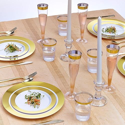 Miniatura 2 de SILVER SPOONS Elegantes platos de postre desechables para fiestas  (10 piezas) juego de vajilla desechable resistente de 7.5 pulgadas, platos de