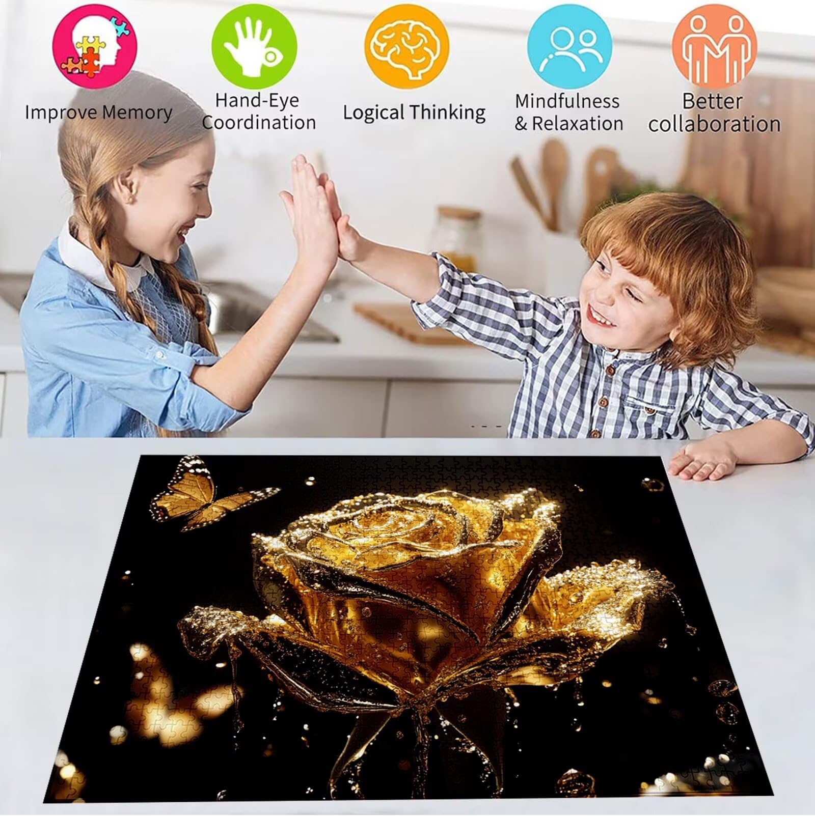 Puzzle 5000 Pezzi, 3 4 5 Anni Puzzle Oro 6 7 8 Anni Giochi Educativi Sostenibili Con Motivi Per Adulti Da Gioco in Legno Di Alta Qualità Jigsaw Rosa per Gioco Familiare, 2026 Regalo Natale H-485