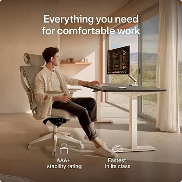 Desktronic HomeOne Standing Desk 120x60cm – Dual Motor Electric Height Adjustable Desk with USB & USB-C Charging, 3 Memory Presets & Touchscreen Controller – Home Office