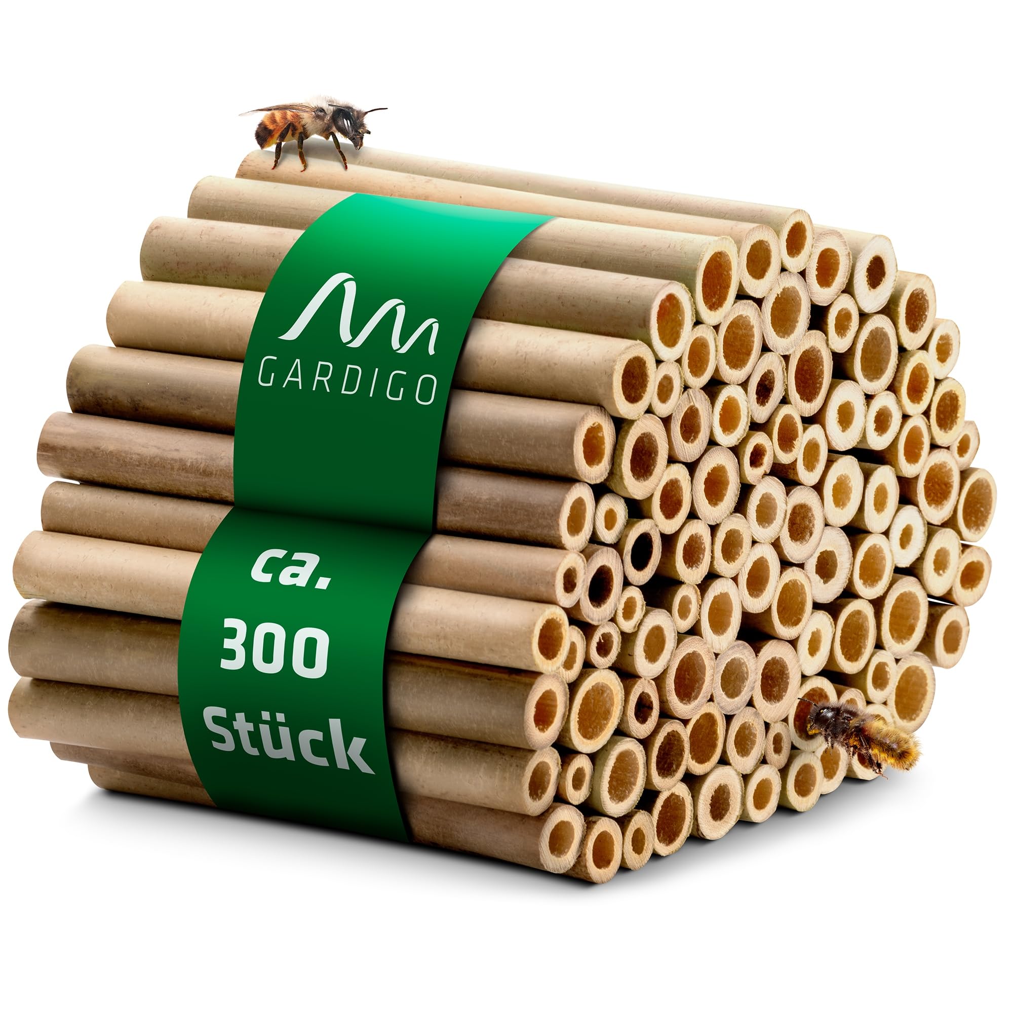 GARDIGO® Tubi in Bambù per Hotel per Insetti Premium - 300 Pz. Canne Bambù | per Nido di Api | Senza Segni, Bordi Puliti | Accessori Casa per Insetti | Hotel per Api | Bastoncini di Legno