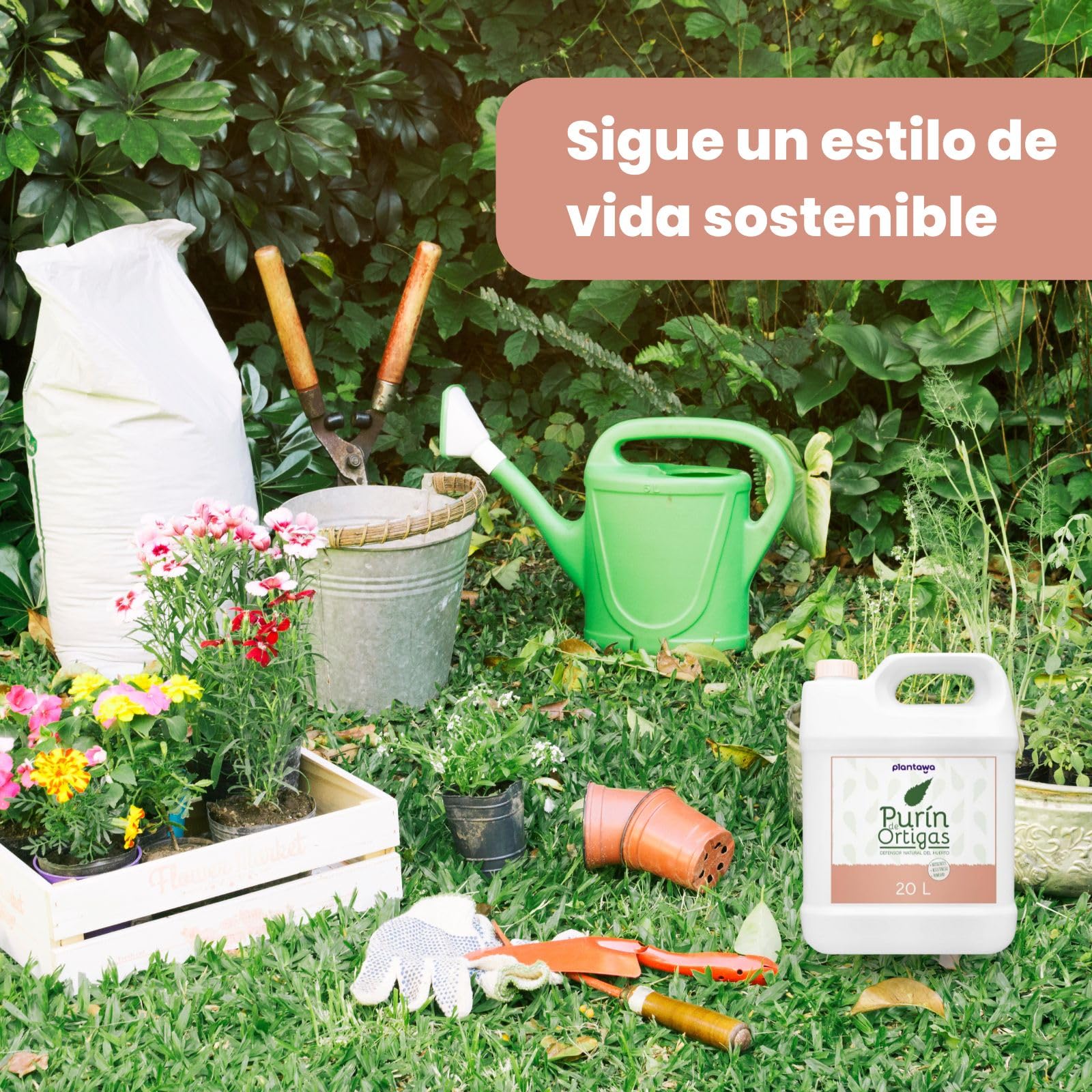 PLANTAWA Purín de Ortiga 20L | 100% Puro y Muy Concentrado | Poder Reverdeciente | Acción Eficaz y Seguro | Prensado en Frío | Sustancia Básica Natural