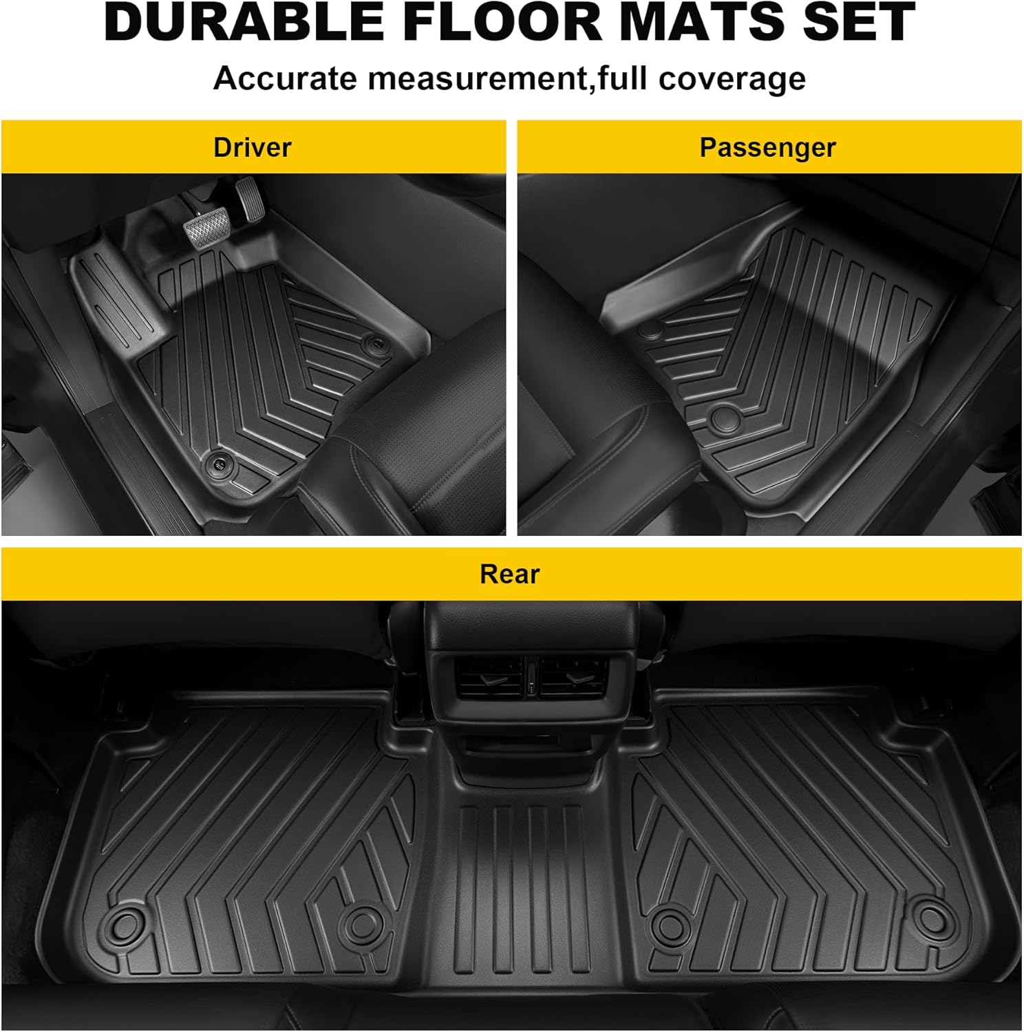 Floor Mats Fit for Honda HRV 2026 2025 2024 2023 Sport/LX/EX-L (Gasoline & Hybrid) & for Acura ADX 2025-2026, All Weather TPE Custom Fit HR-V Anti-Slip Floor Liners, 1st & 2nd Row, Black