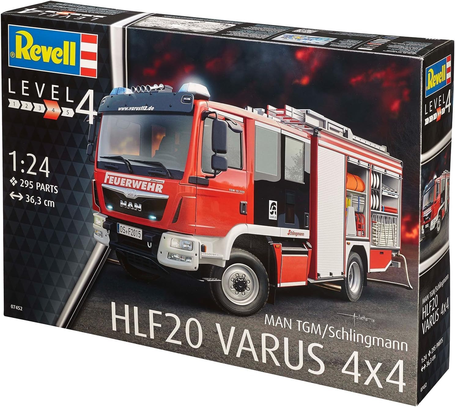 Revell Modellbausatz Schlingmann HLF 20 VARUS 4x4 - Detaillierter Feuerwehrwagen im Maßstab 1:24-295 präzise Teile - für Modellbauer ab 12 Jahren - ohne Farben und Pinsel