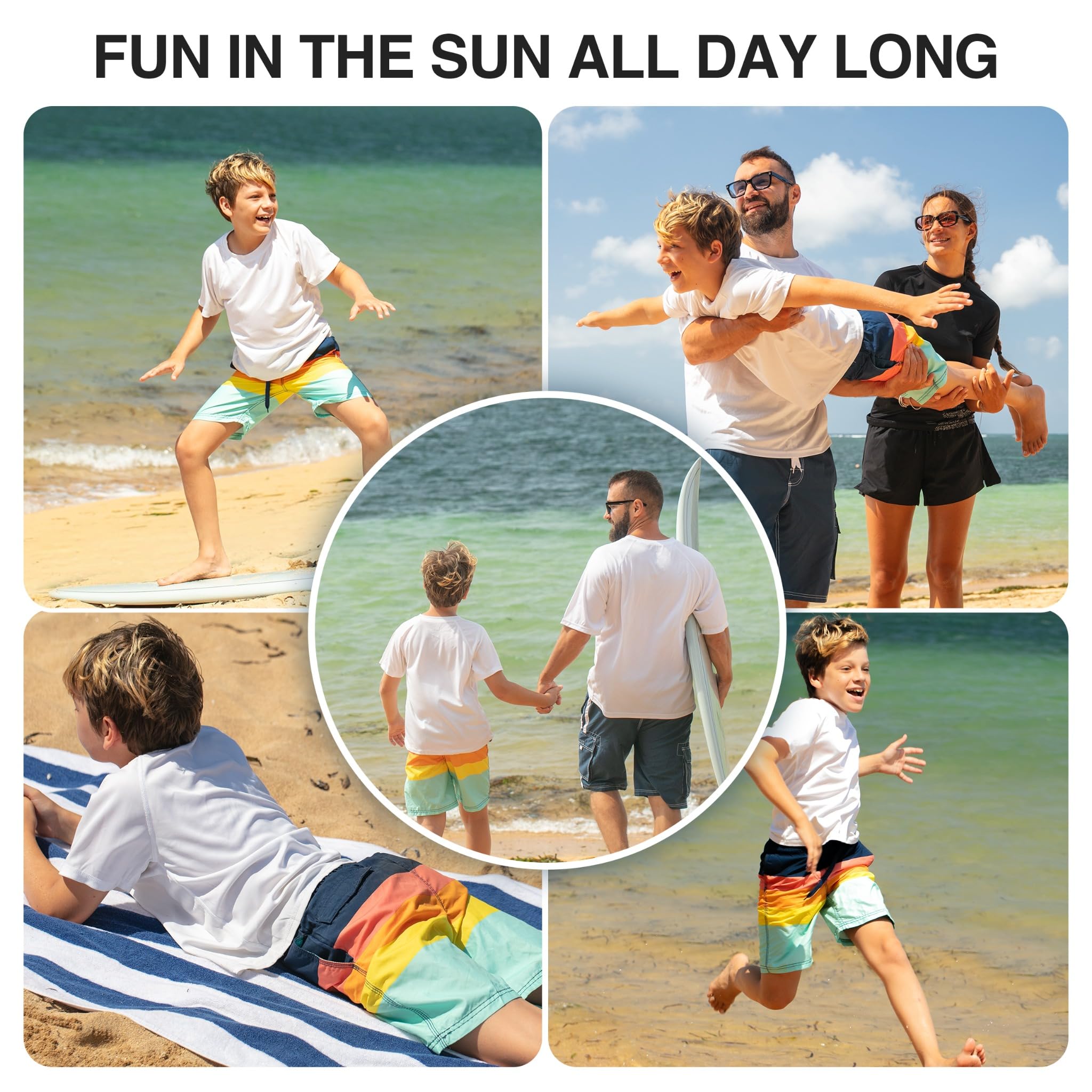 Kanu Surf Boys' Specter Quick Dry UPF 50+ Beach Swim Trunk, Infinite Multi, Medium (10/12)