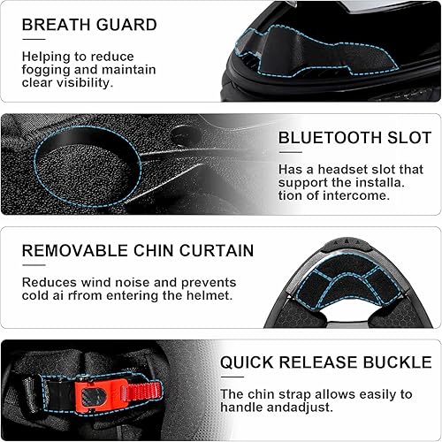 Miniatura 6 de TRIANGLE Cascos de motocicleta de cara completa para adultos, hombres y mujeres, doble visera con protector solar interno aprobado por DOT (amarillo