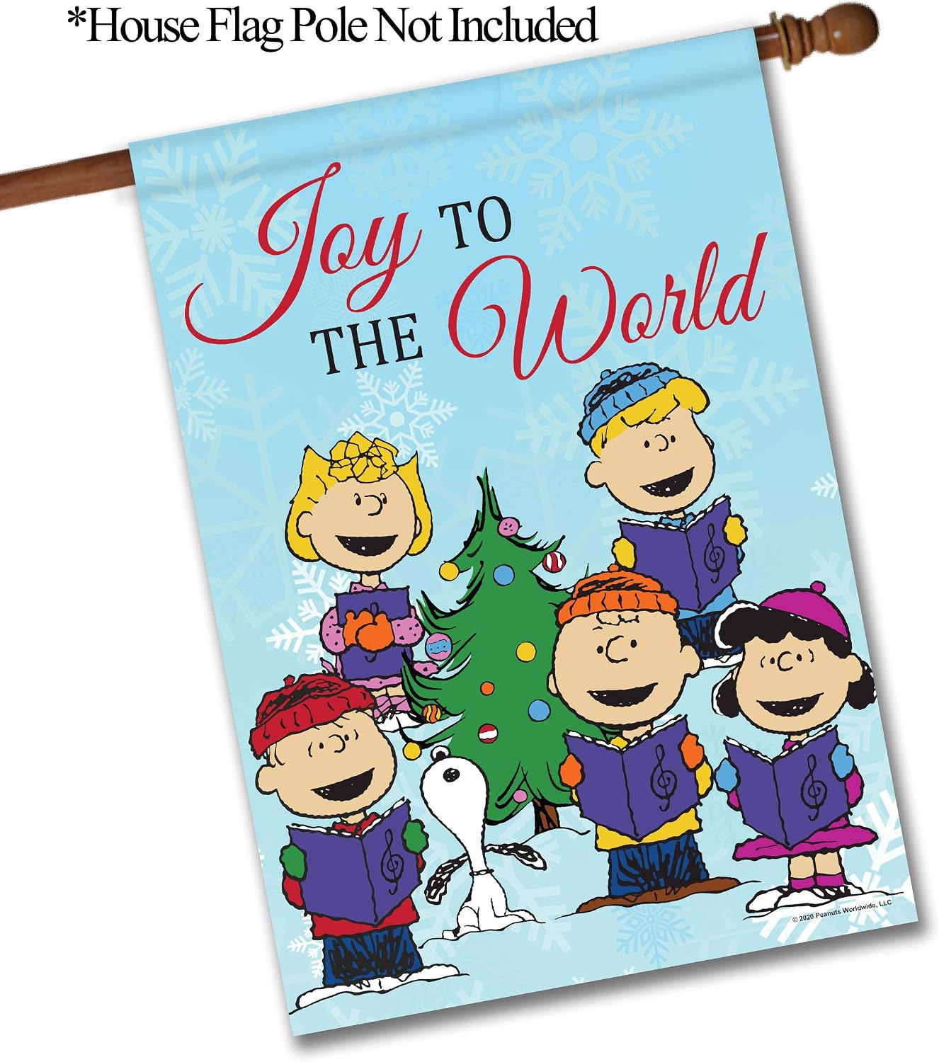 Flagology.com, PEANUTS®, Group Carolers – House Flag 28" x 40", Officially Licensed PEANUTS®, Christmas