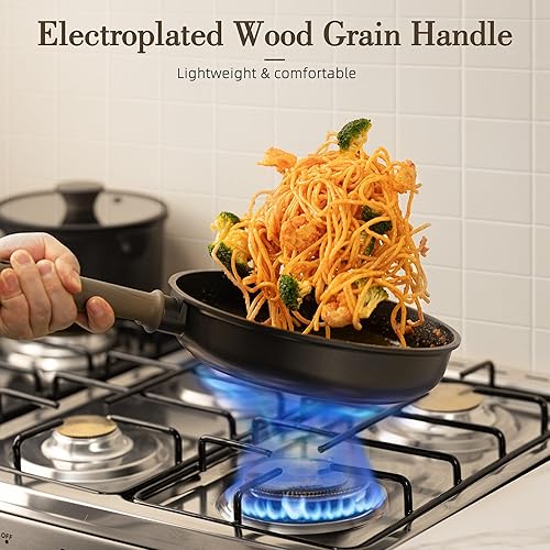 Miniatura 5 de Astercook Juego de ollas y sartenes antiadherentes, juegos de utensilios de cocina de inducción de titanio no tóxicos saludables para cocinar con