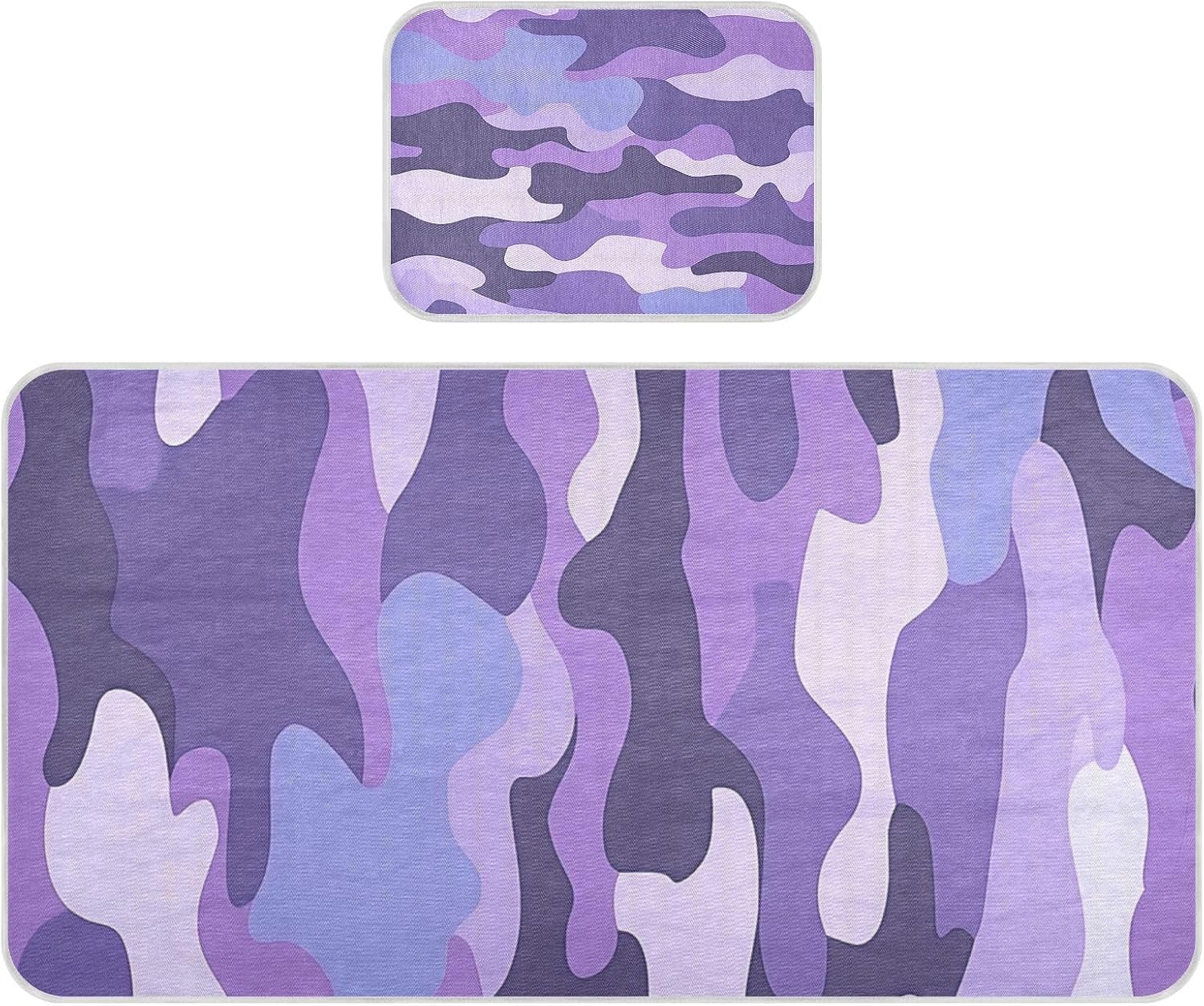 Modern Purple Camouflage Decor Cooling Baby Crib Mattress 28" x 52" Breathable Bed Pads for Baby&Toddler
