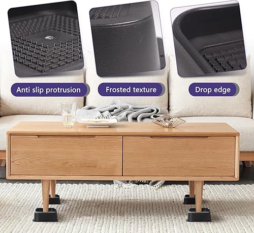 Miniatura 6 de Sunifier Elevadores de cama de 6 pulgadas, resistentes, paquete de 8 elevadores en forma de L de 6 pulgadas, soporta 5000 libras, elevadores de gran