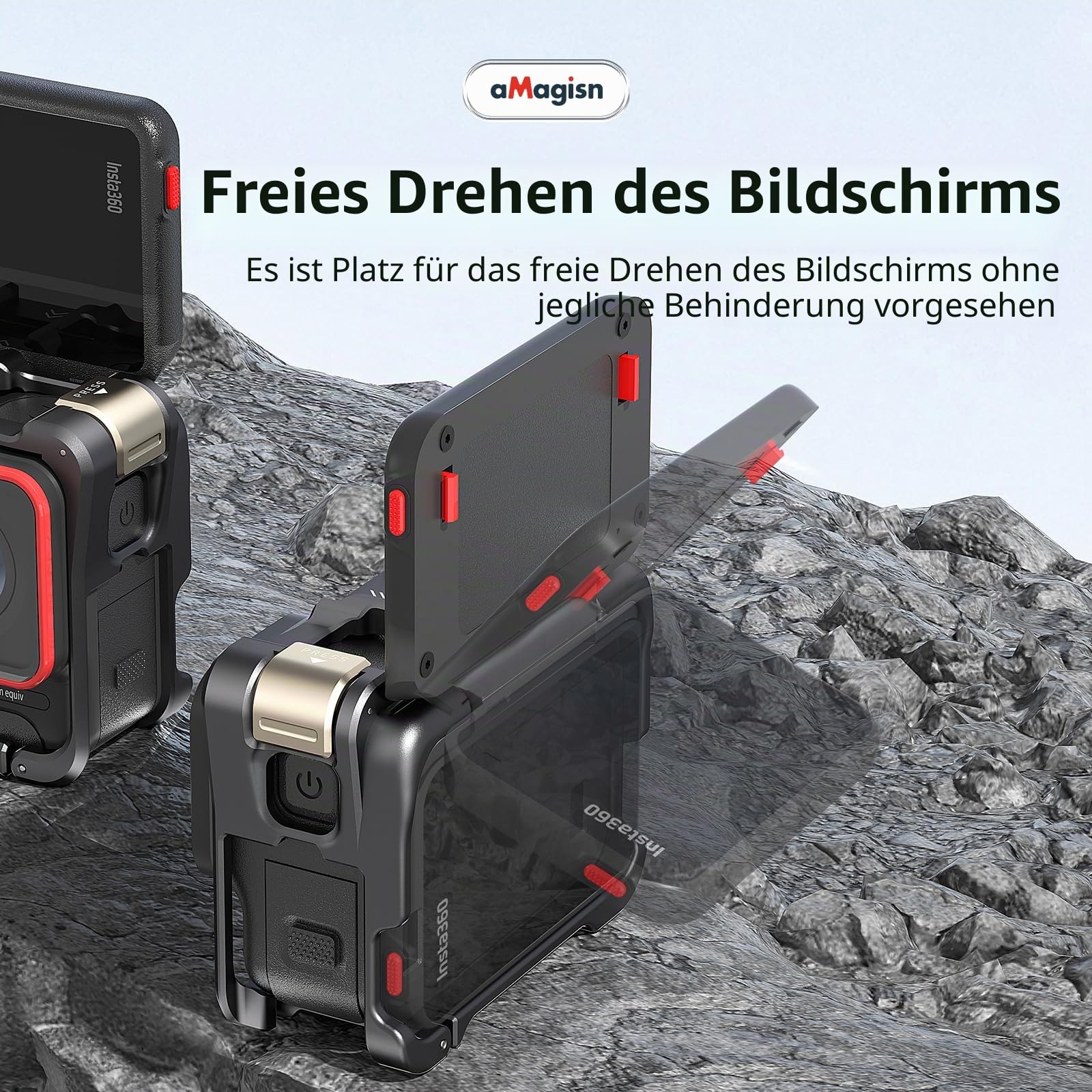 360 Ace Series Aluminiumrahmen Käfig Mit Linse, Silikonhülle für Insta360 Ace Pro 2/Pro, Metall-Schutzhülle, Langlebiges Gehäuse
