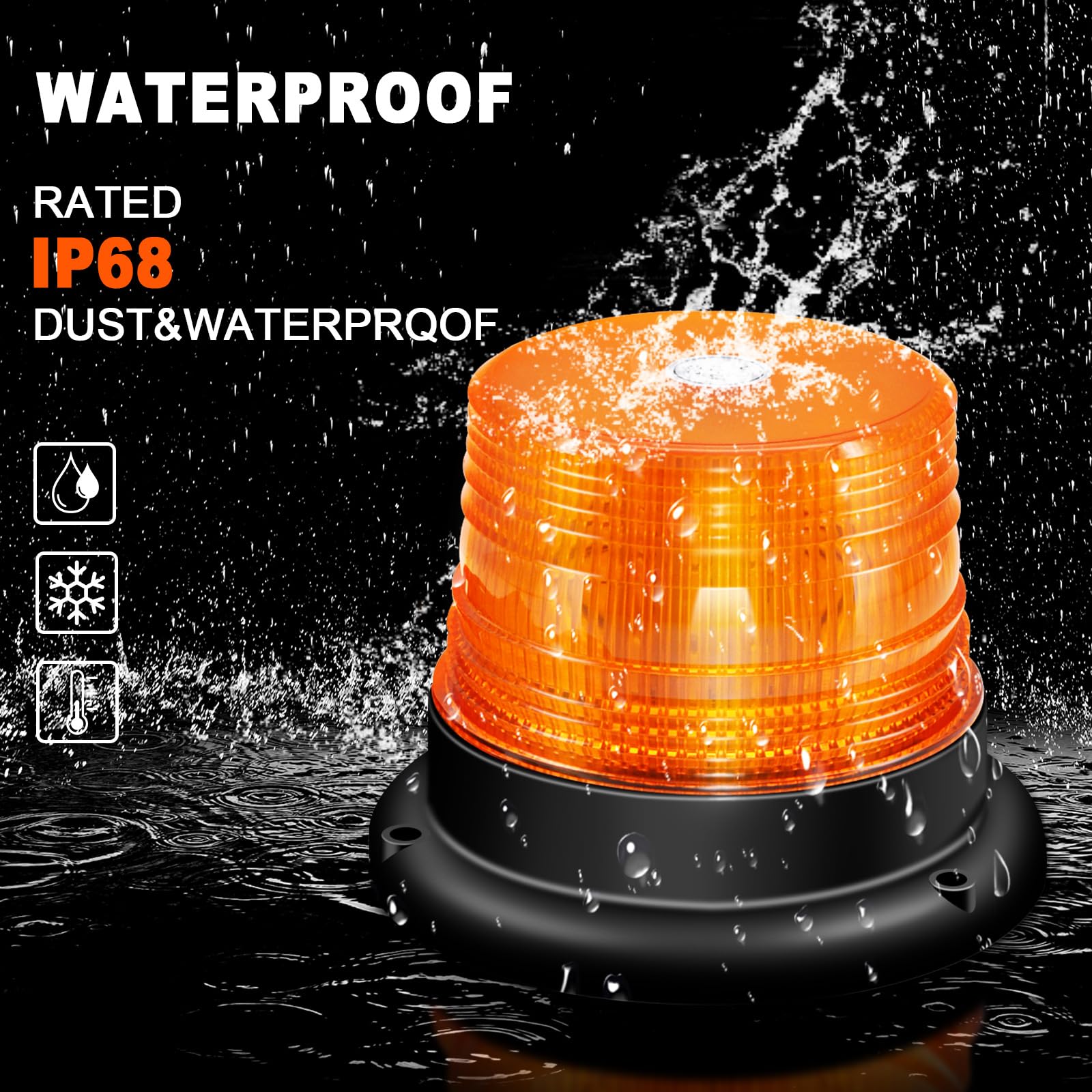 AnTom Luce LED stroboscopica lampeggiante, 12V-24V LED Giallo Avvertimento luci lampeggianti con cavo magnetico e cavo da 16 piedi per veicoli Carrelli elevatori per trattori golf UTV…