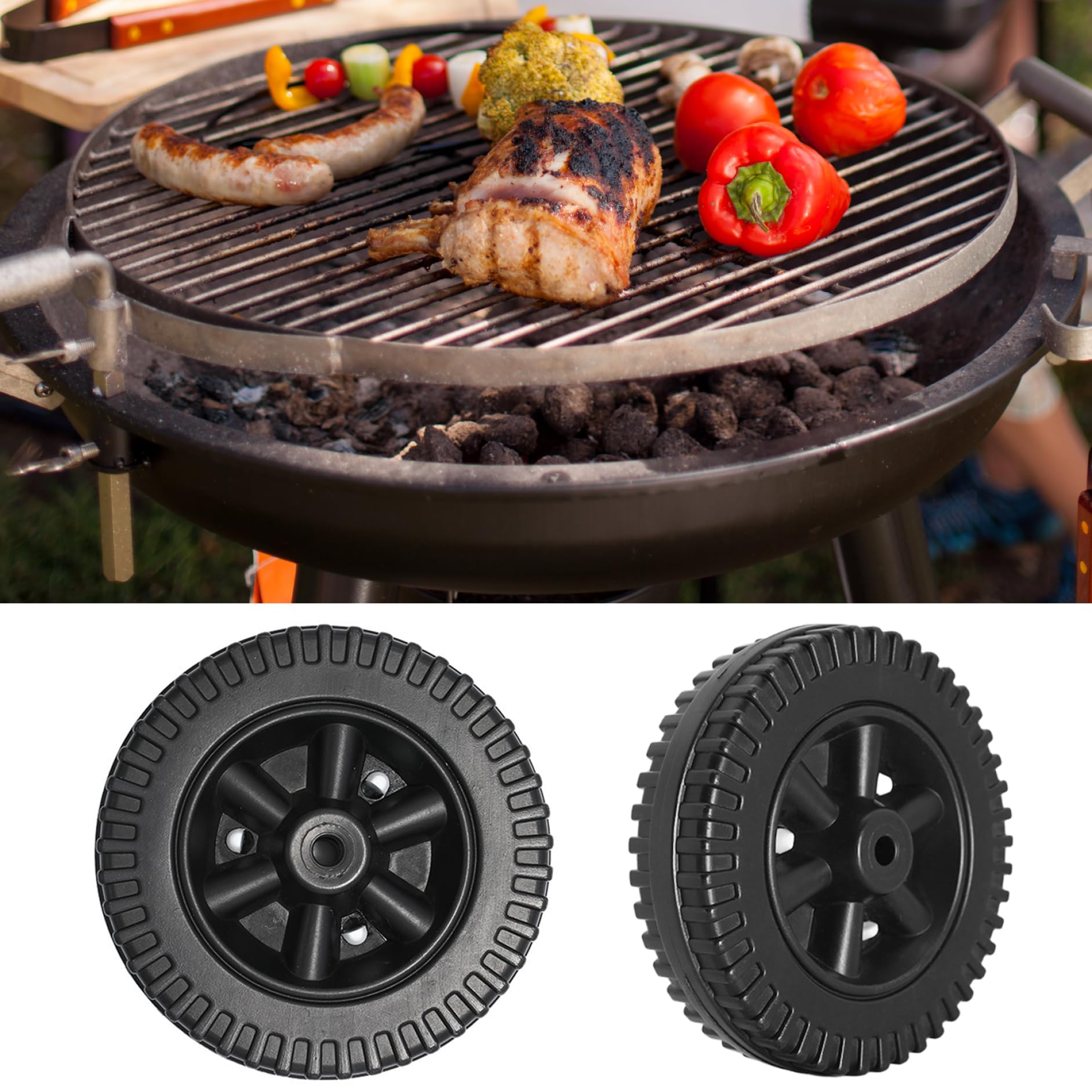 Ruote per griglia di Ricambio 2 Pezzi Ruote da 6 Pollici Resistenza al Calore e all'Usura Ruota per griglia per Barbecue Sostituzione Facile da Usare per Forniture per grigliate all'aperto