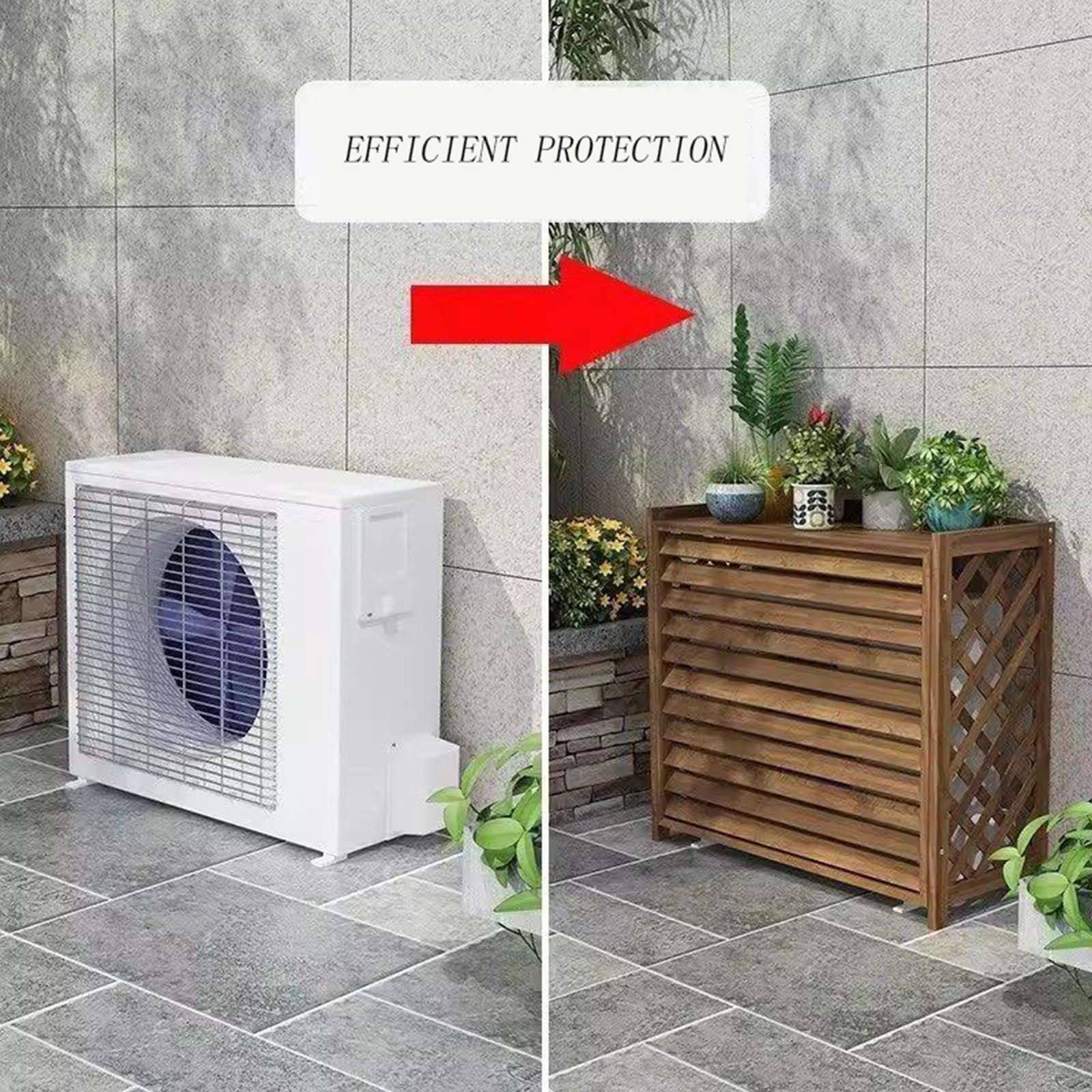 Kwiat klimatyzatora z litego drewna, karbonizowany - łatwy w montażu, półka do przechowywania roślin, pokrywa klimatyzatora z drewna karbonizowanego (81 x 30 x 72 cm/31,8 x 11,8 x 28,3 cala)