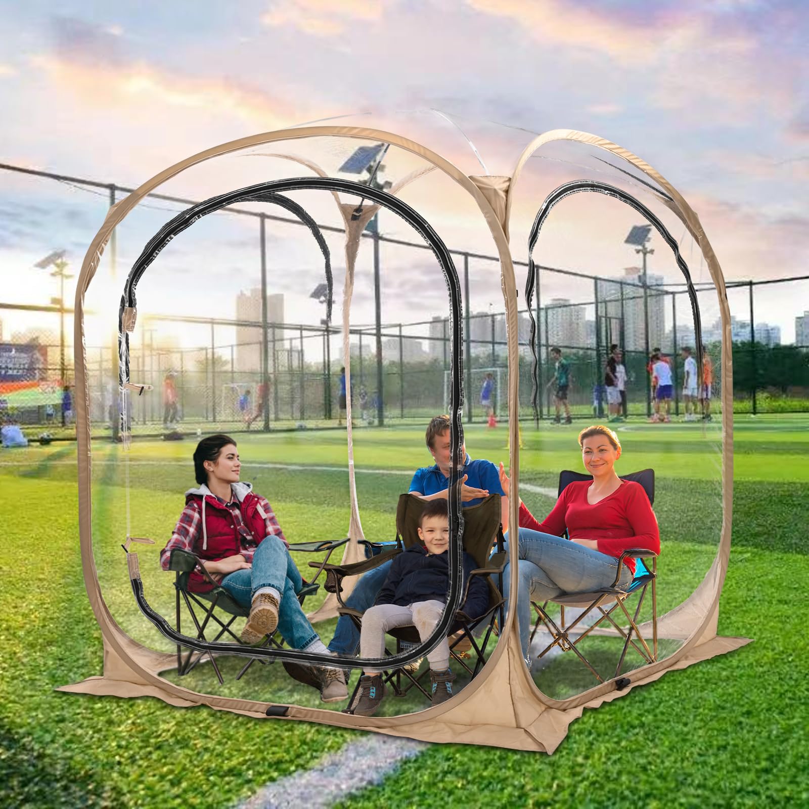 DoCred Sports Tent, Screen House Tent Instant Pop-Up Tent Shelter, Outdoor Screen Room Clear Tent Bubble Tent for Watching Sports Events, Camping, Fishing, Cheering