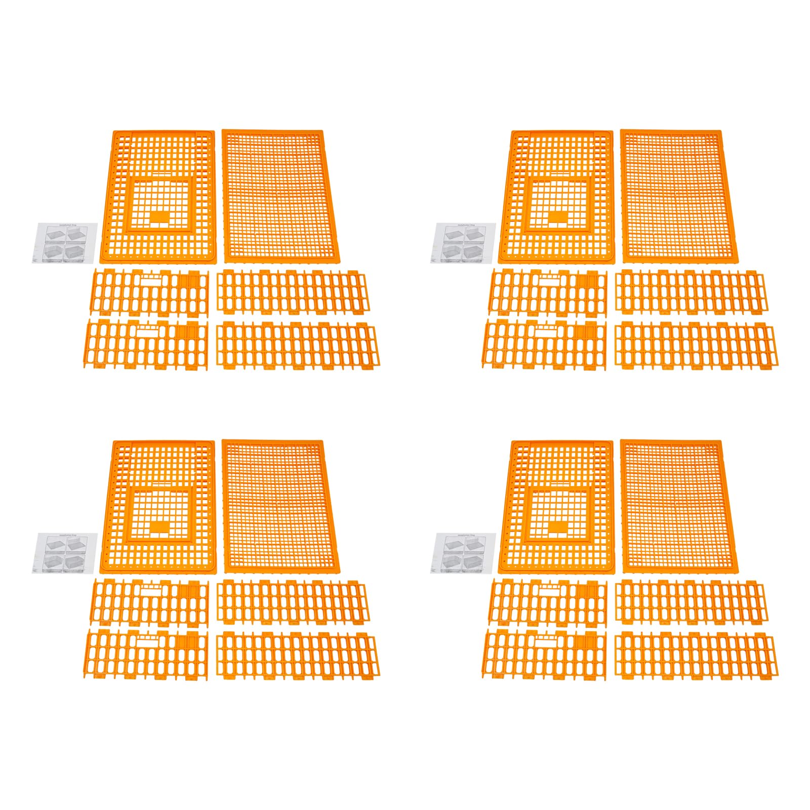 4 Stück Geflügel Tragetasche, Huhn-Transportkäfig mit Schiebetür und Transportgriffen, Korb Box für Geflügel, Huhn, Vogel, Ente, Gans, 200kg Tragfähigkeit, 77 * 55 * 27 cm, Orange